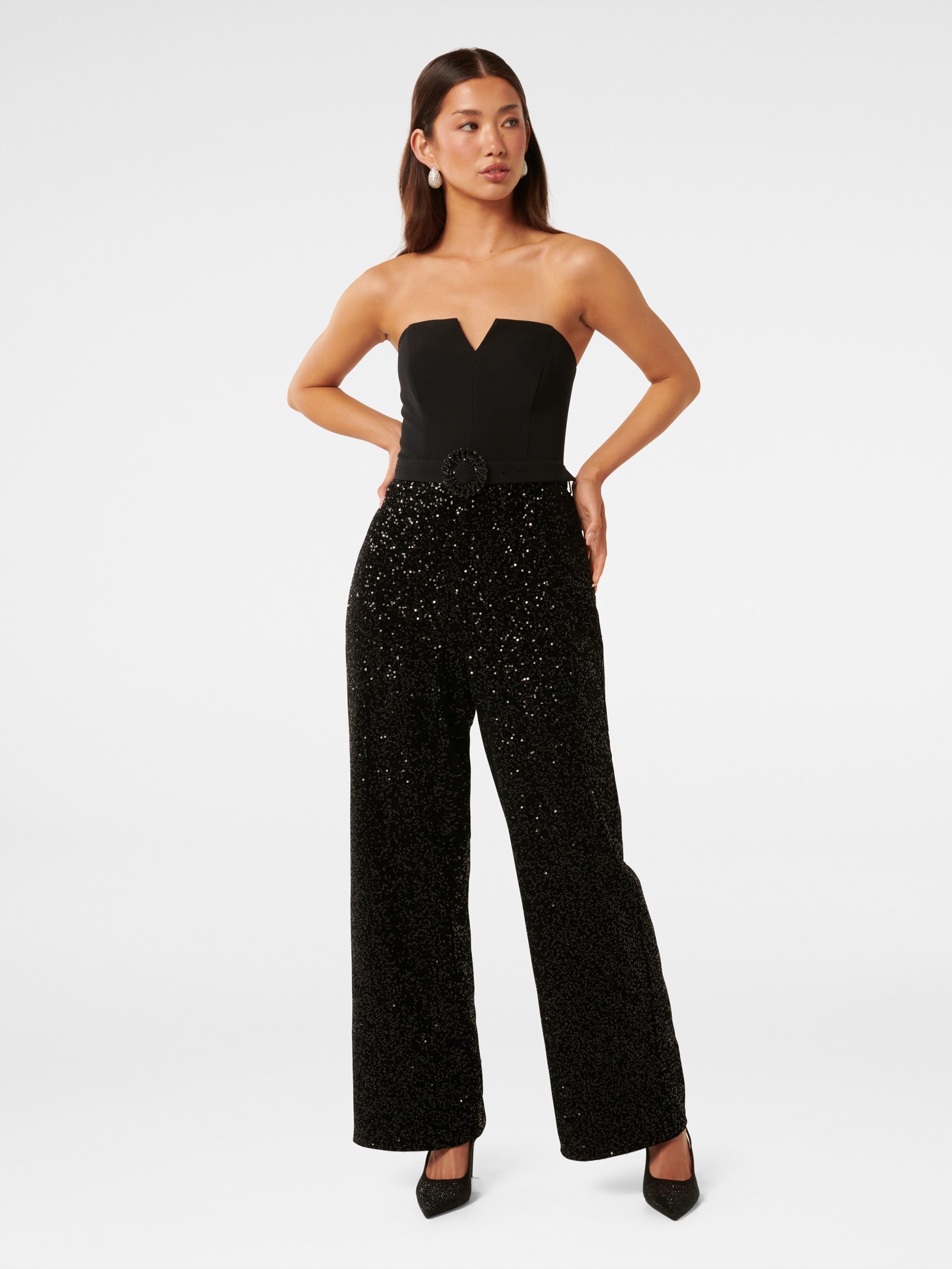 Allie Strapless Sequin Jumpsuit