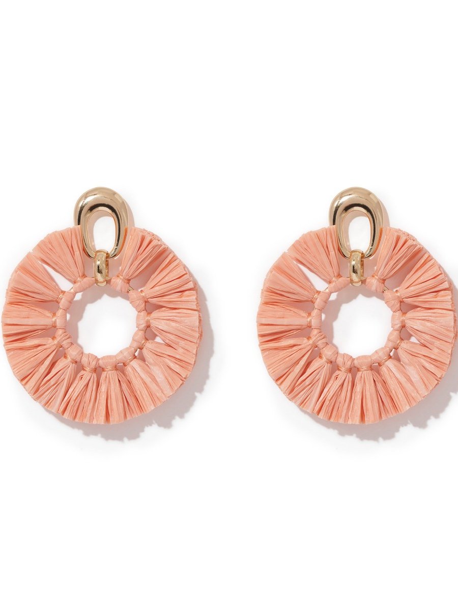 Charli Metal & Raffia Hoop Earring