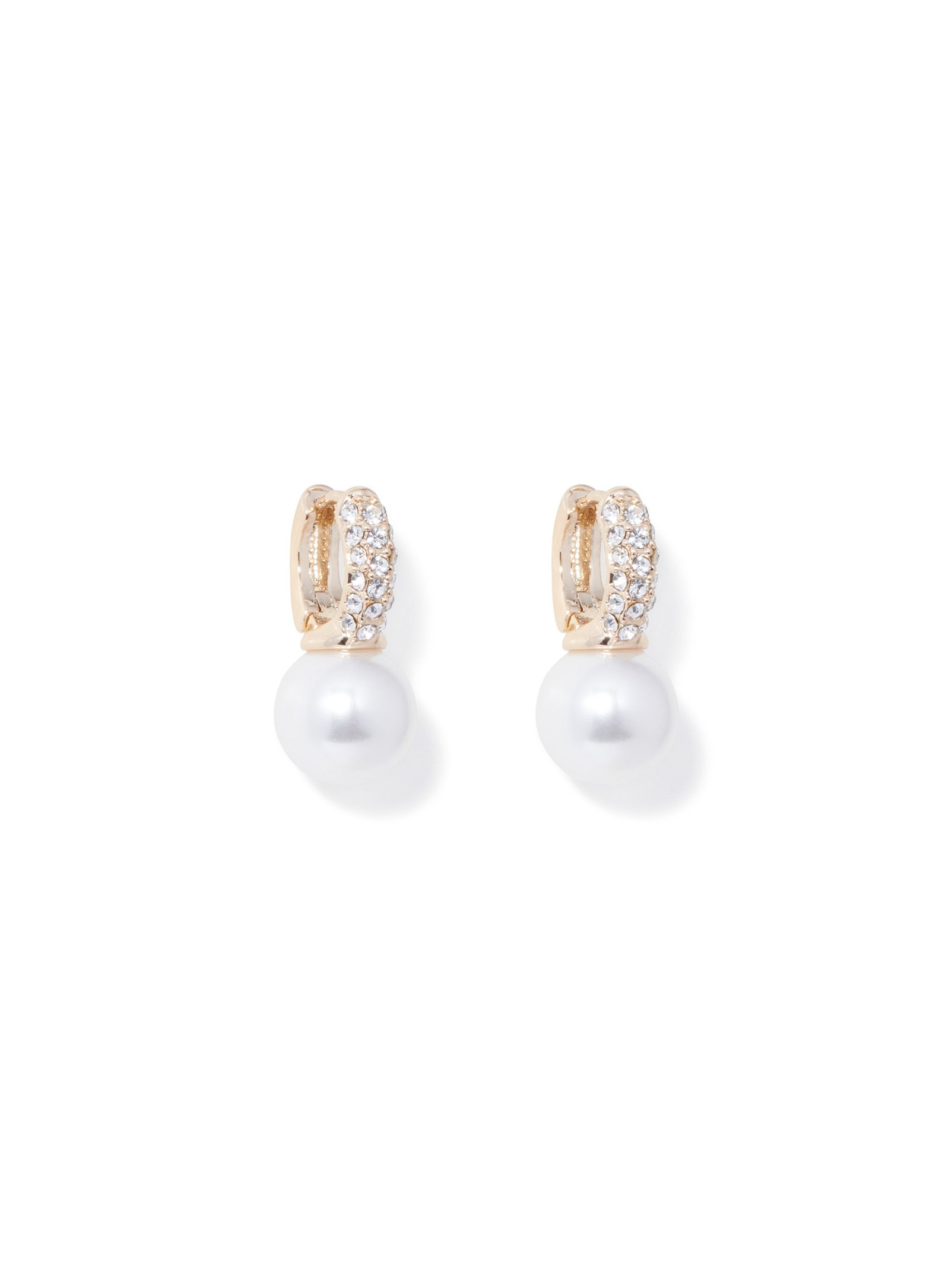 Charlotte Crystal Pearl Huggie Earring