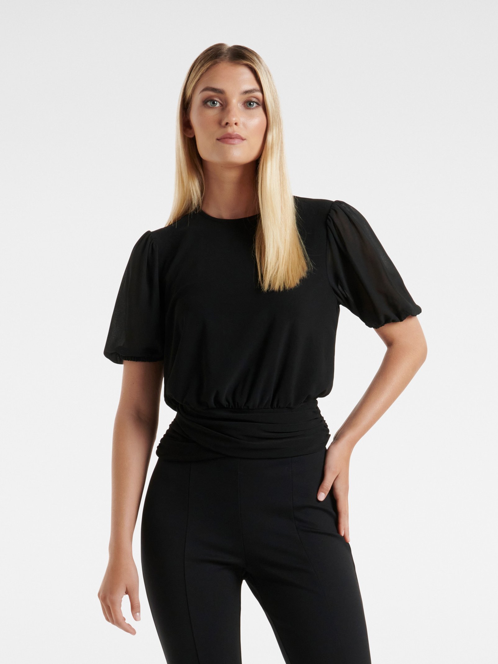 Cathy Crepe Cinched Waist Top