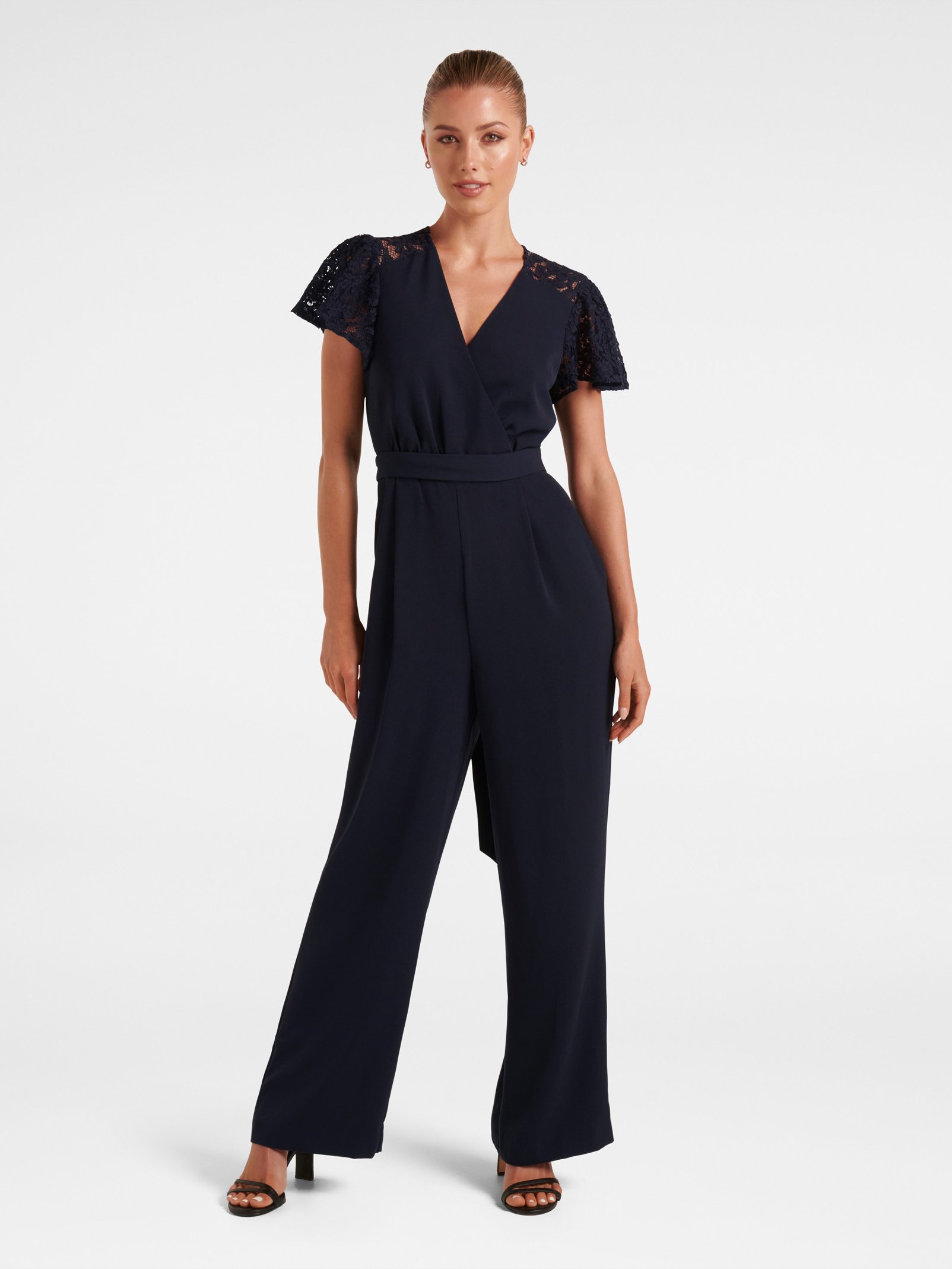 Tarsha Lace Flutter Sleeve Jumpsuit
