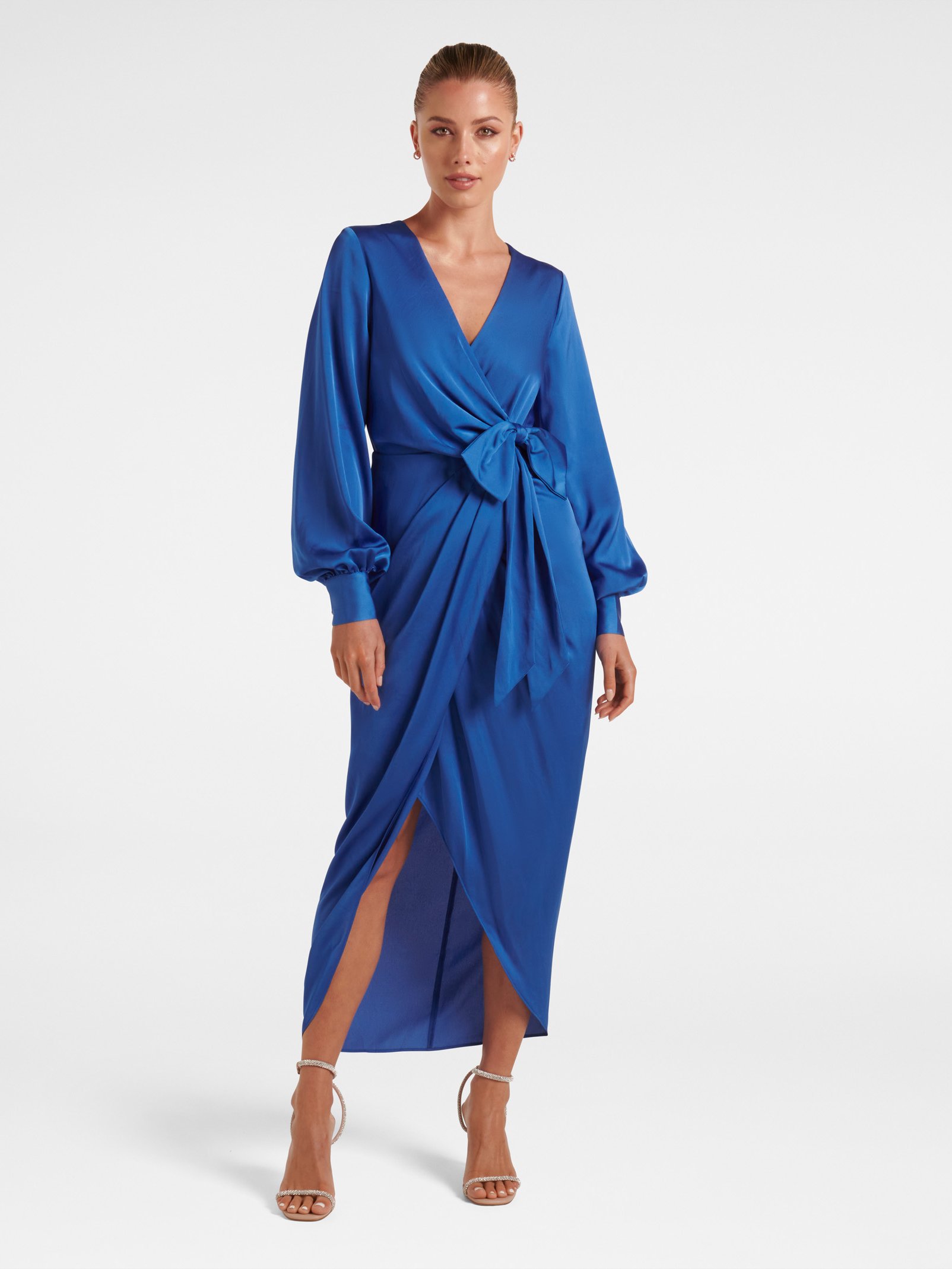 Mirella Wrap Satin Midi Dress