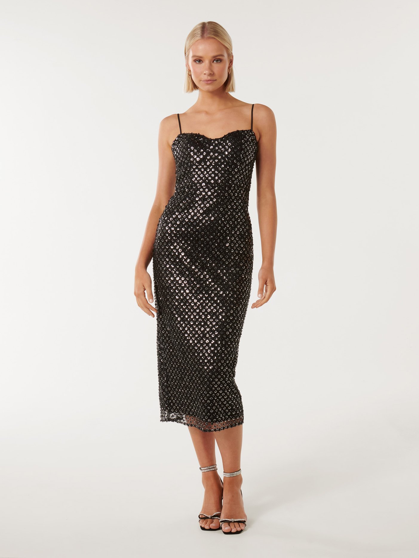 Meg Beaded Corset Bodycon Midi Dress