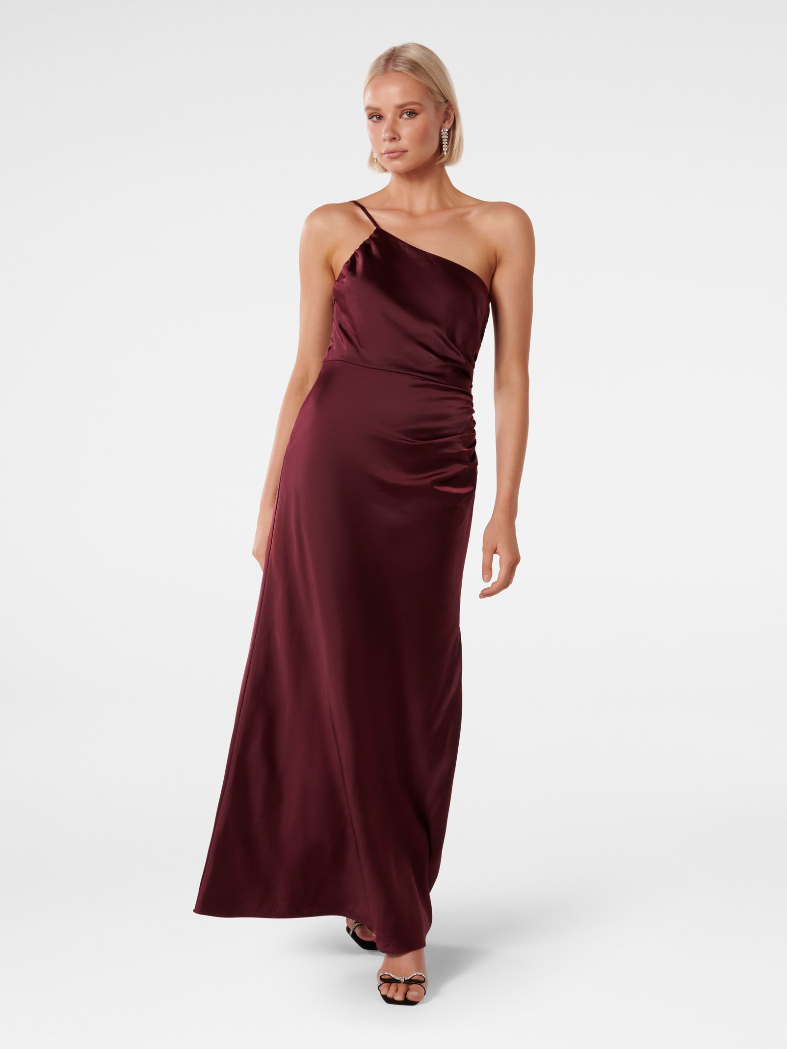 Kelly One Shoulder Satin Maxi Dress