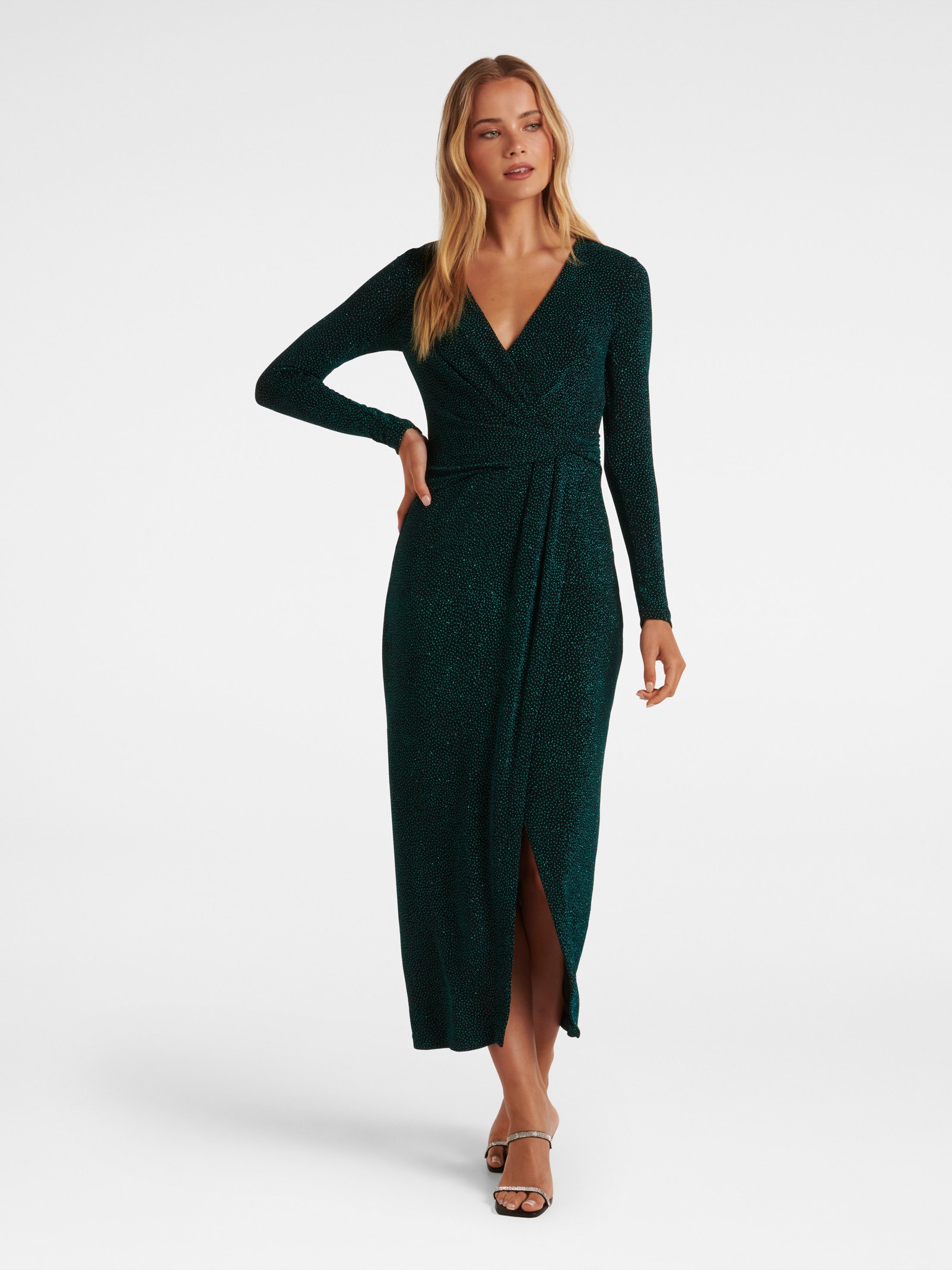 Joslin Glitter Wrap Midi Dress