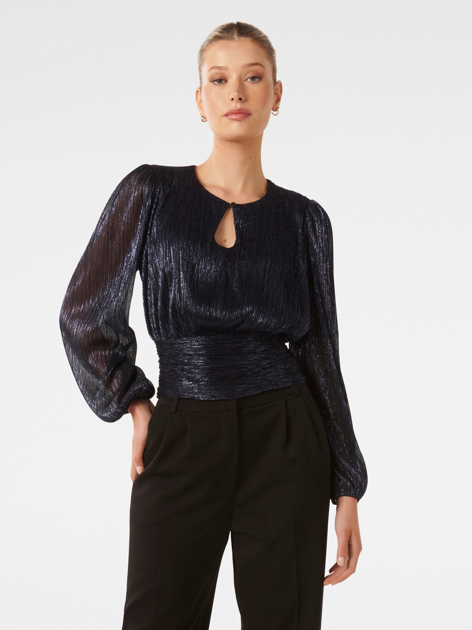 Ava Plisse High Neck Top