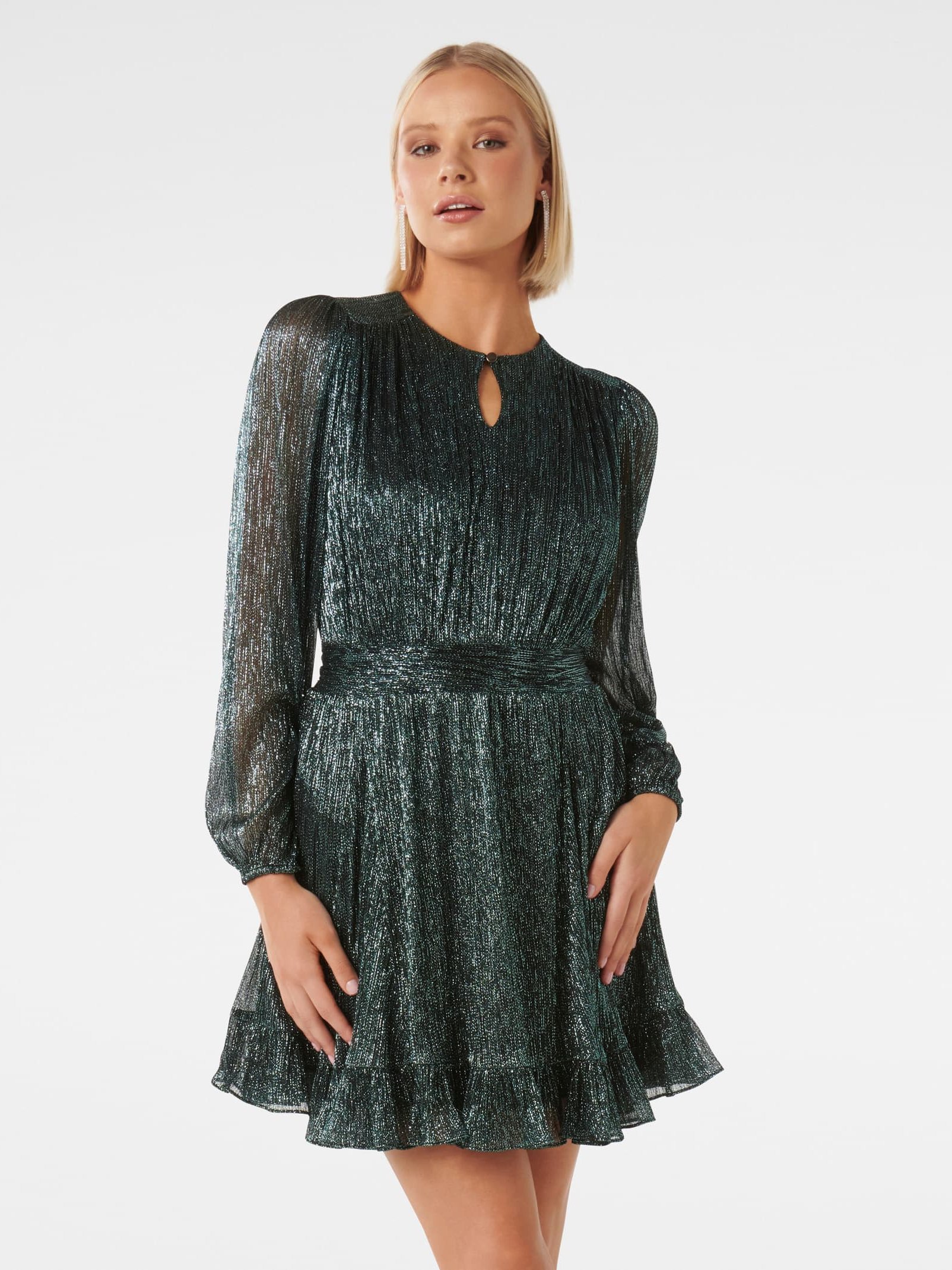 Stevie Godet Plisse Mini Dress