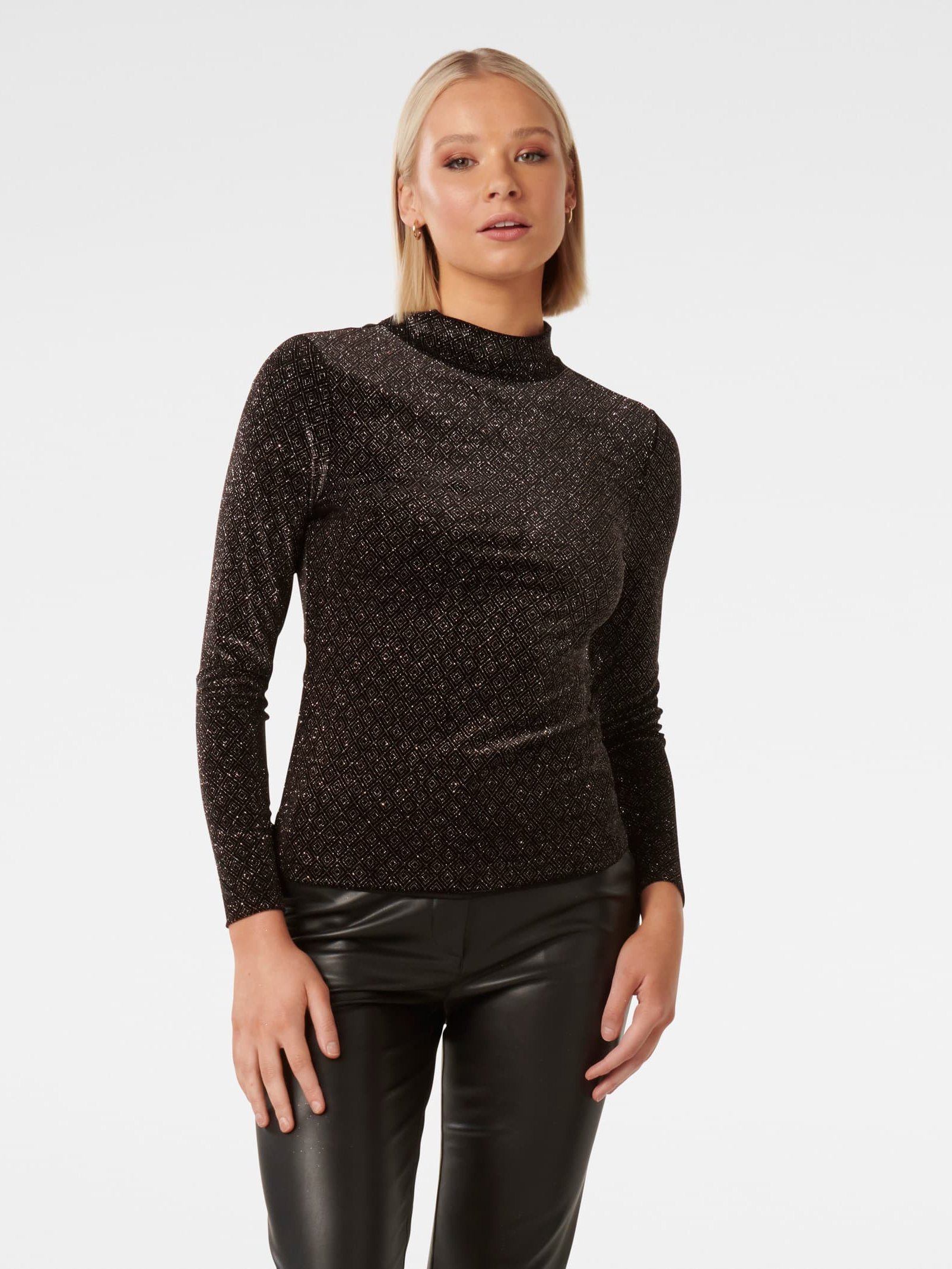 Marina Velvet High Neck Top