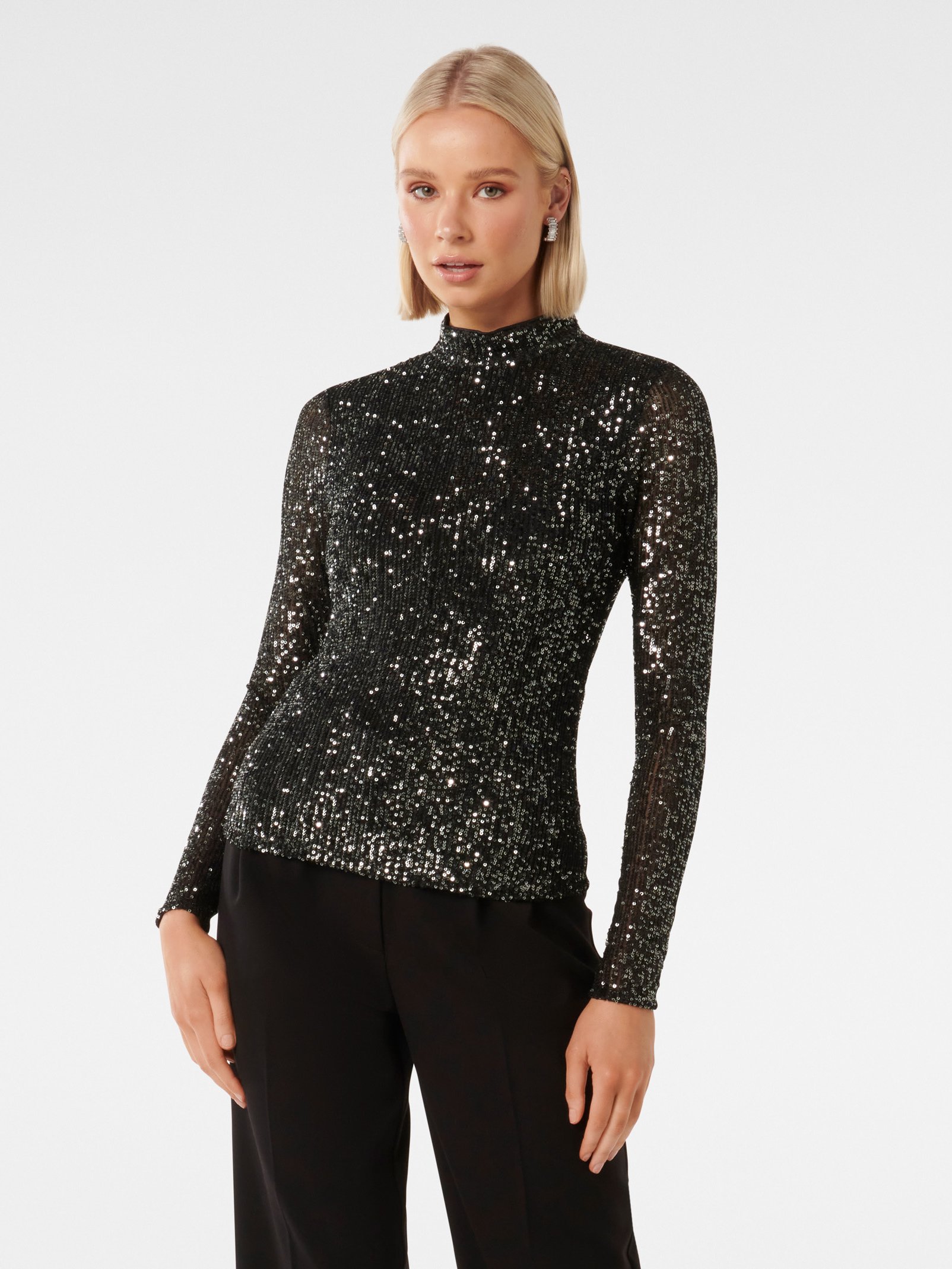Anthea High Neck Sequin Top