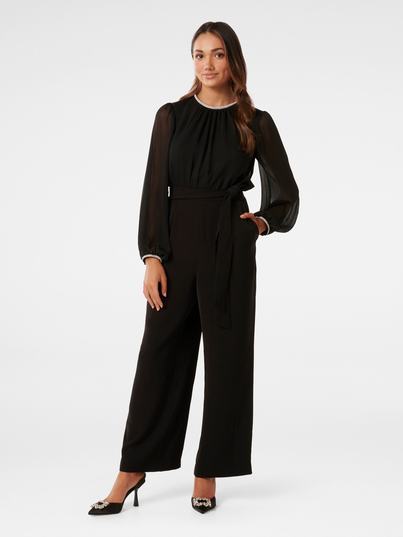 Natalya Petite Long Sleeve Jumpsuit