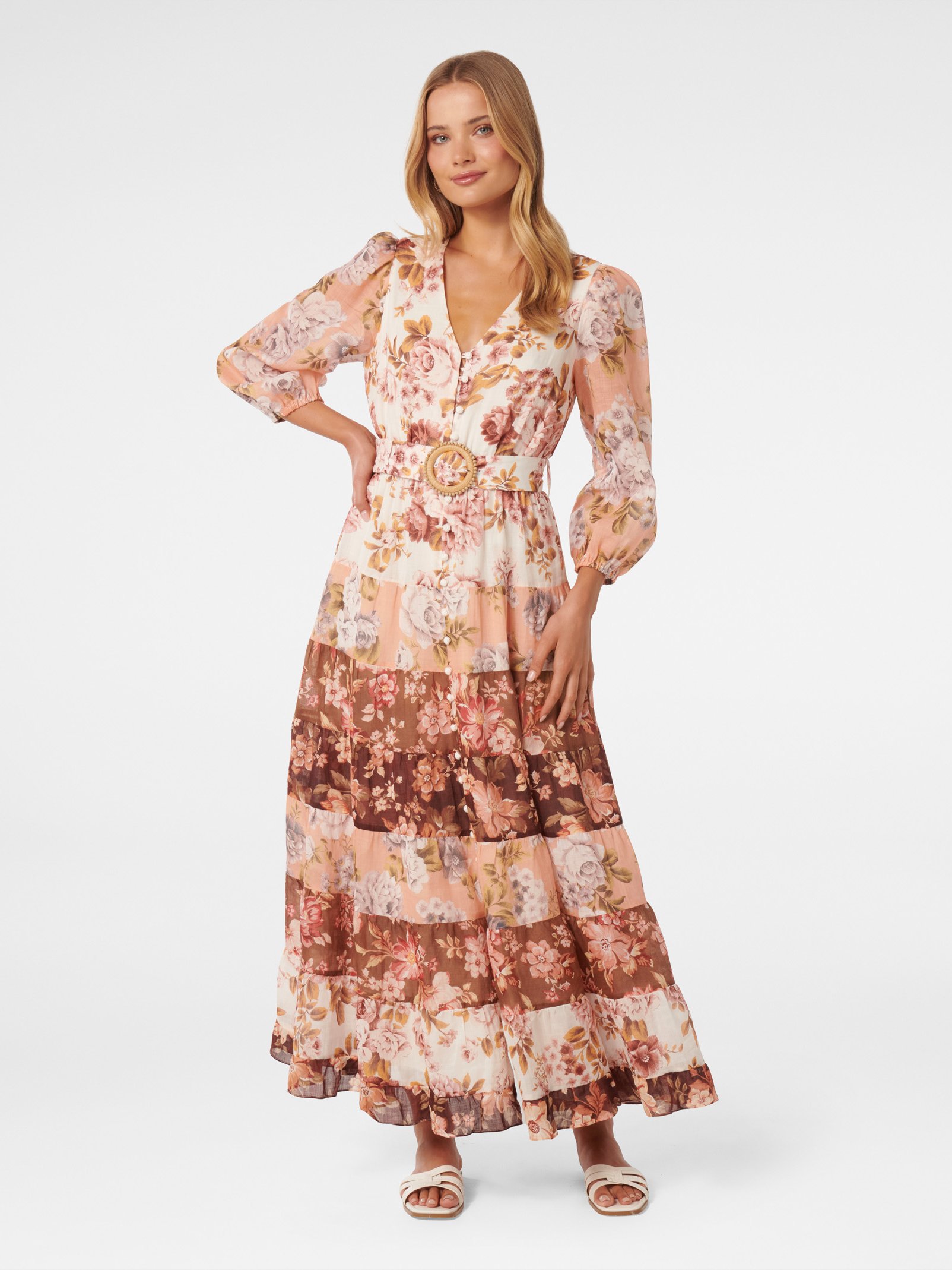 Arlena Patchwork Midi Dress