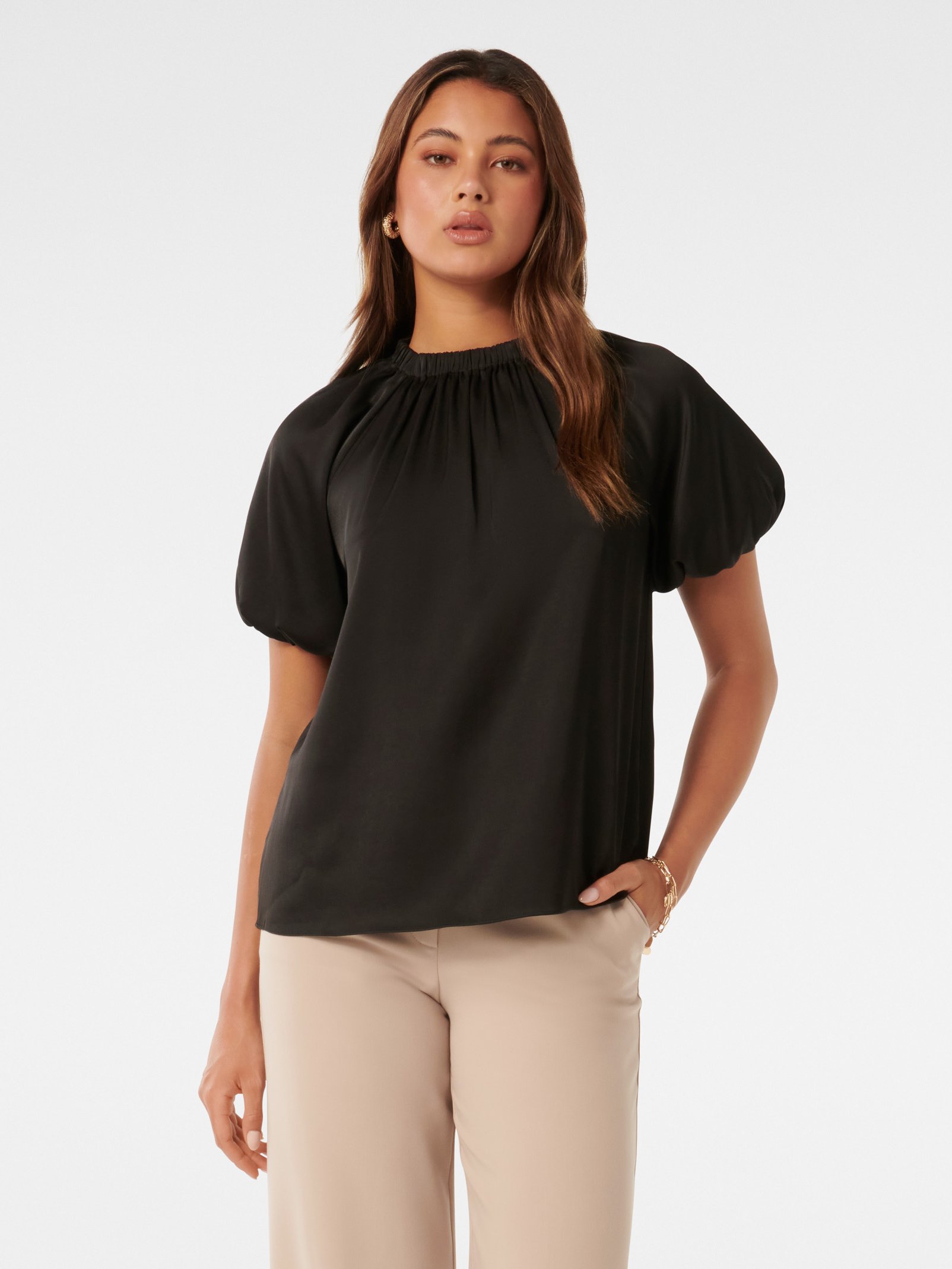 Blake Bubble Sleeve Satin Tee