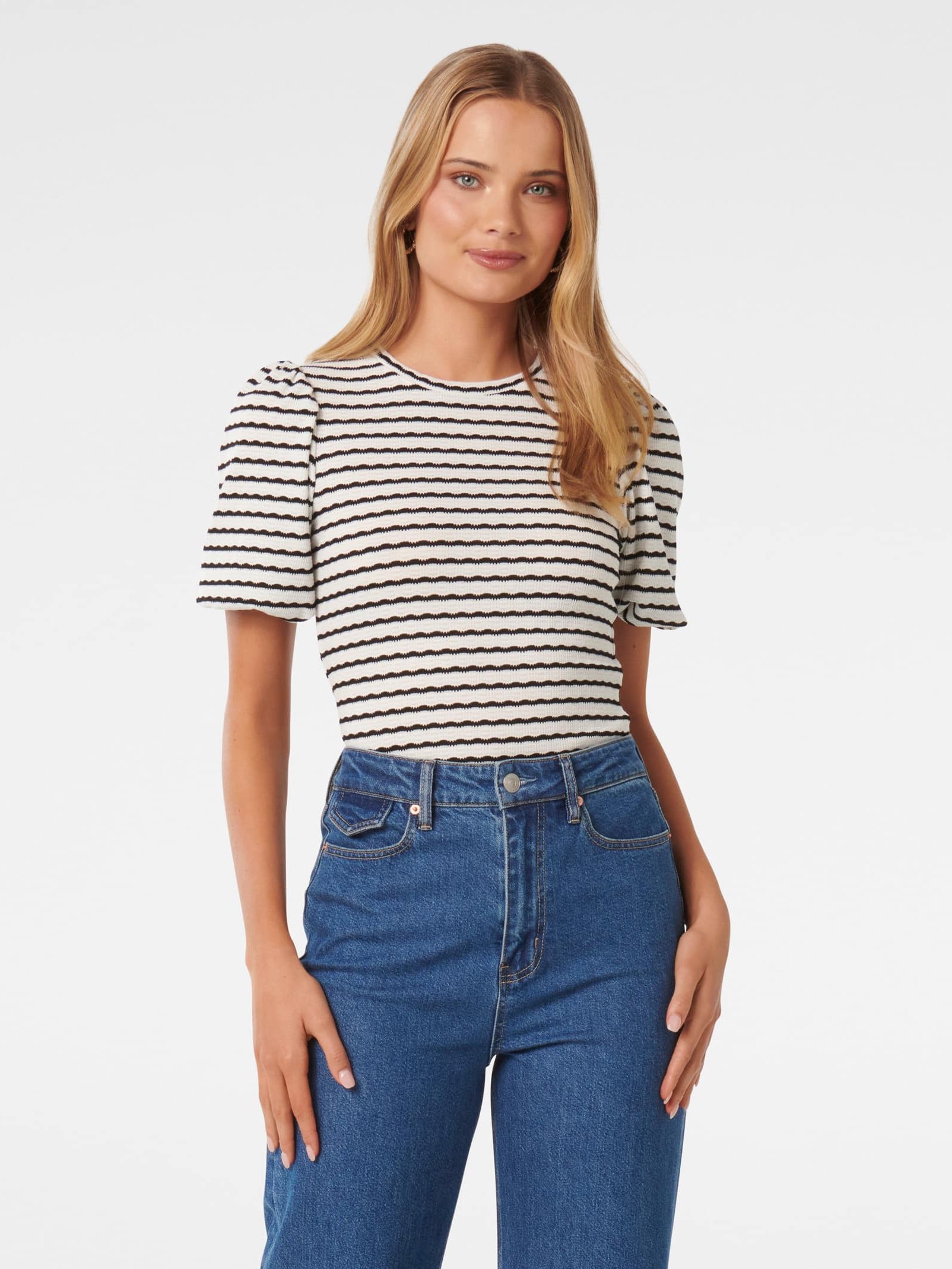 Zabrina Striped Crew Neck Top
