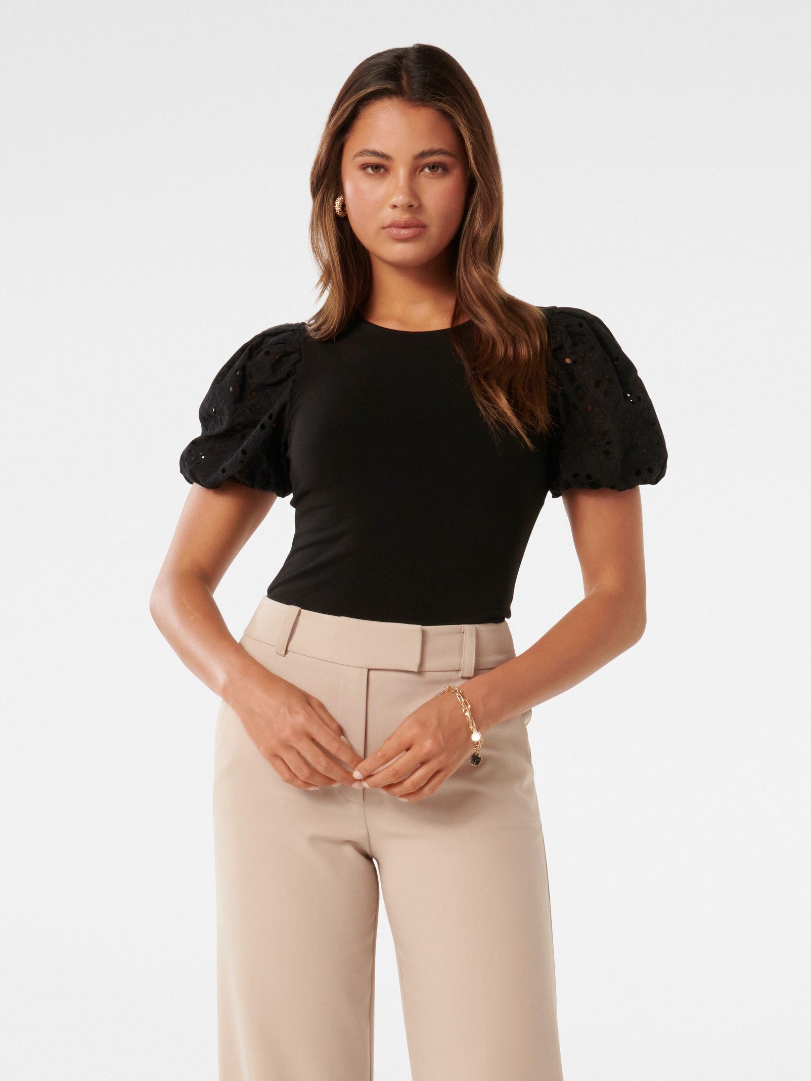 Dionne Crew Neck Crepe Top