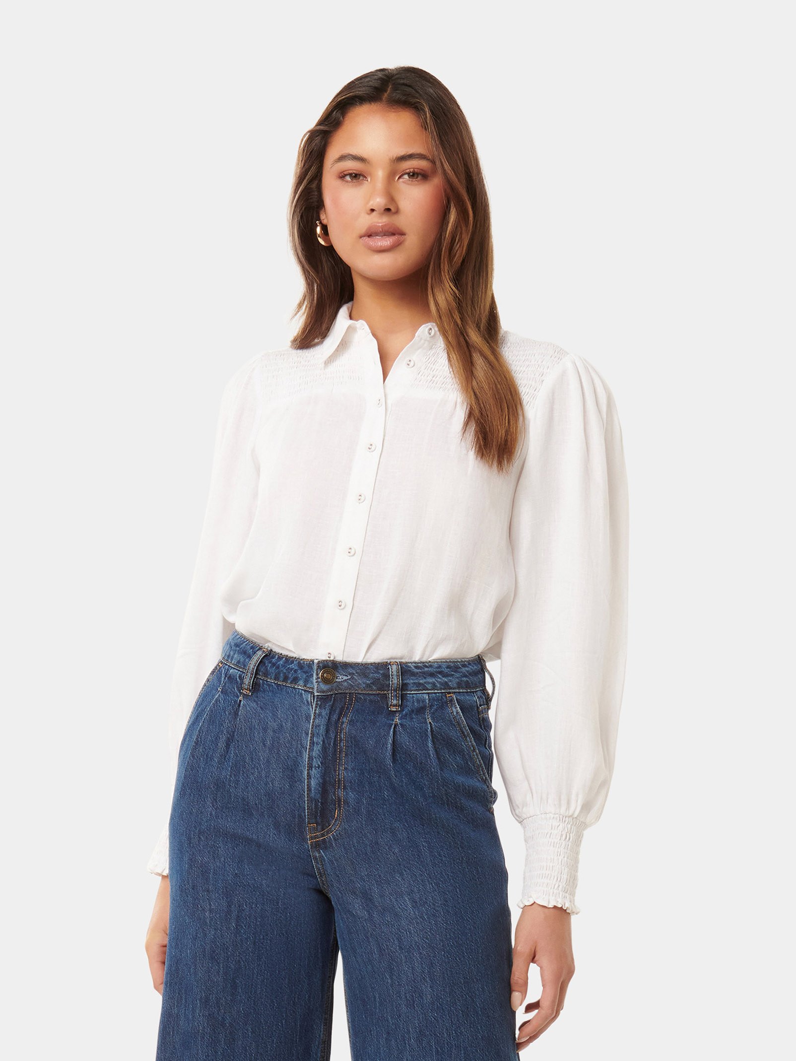 Shelia Shirred Linen Shirt