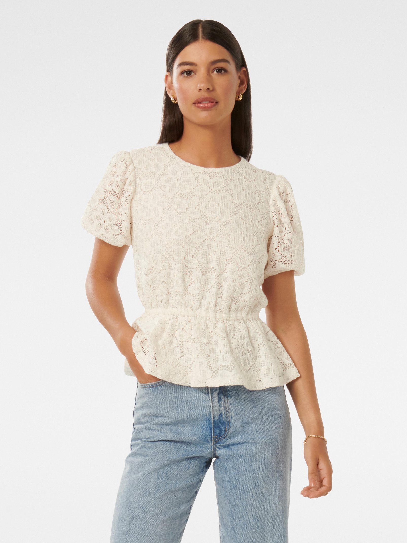 Melinda Crochet Lace Peplum Top