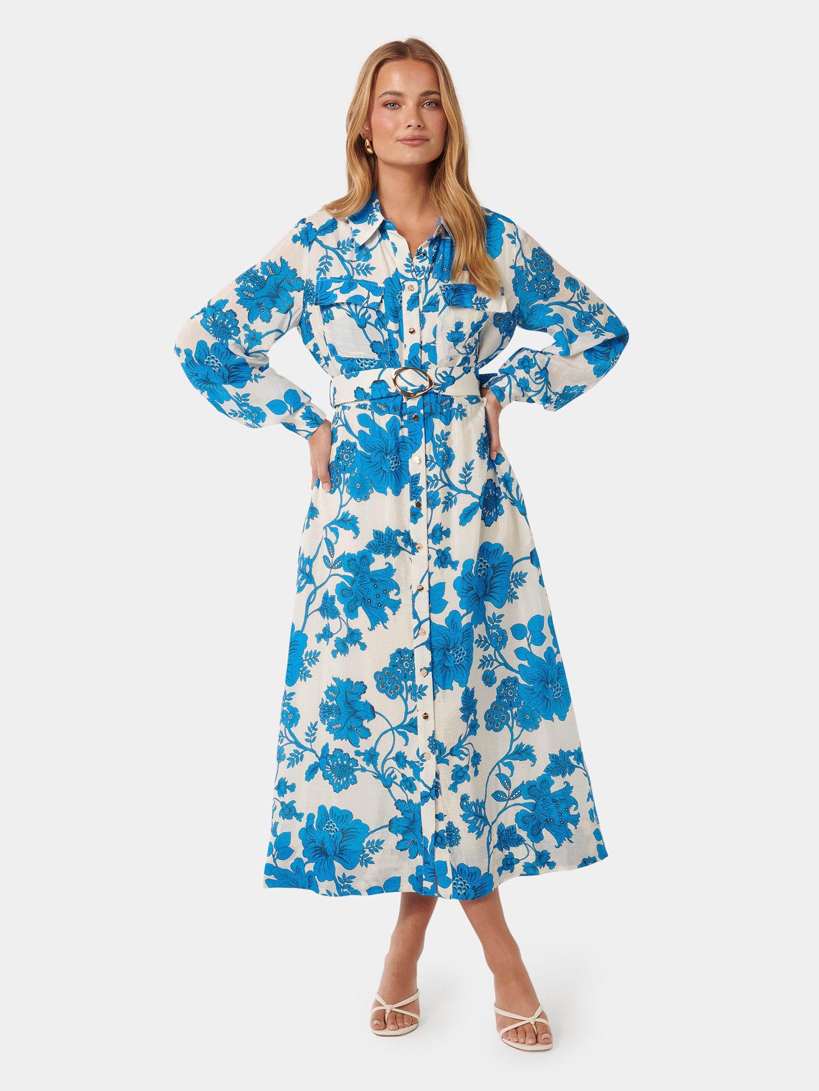 Janie Printed Shirt Midi Dress
