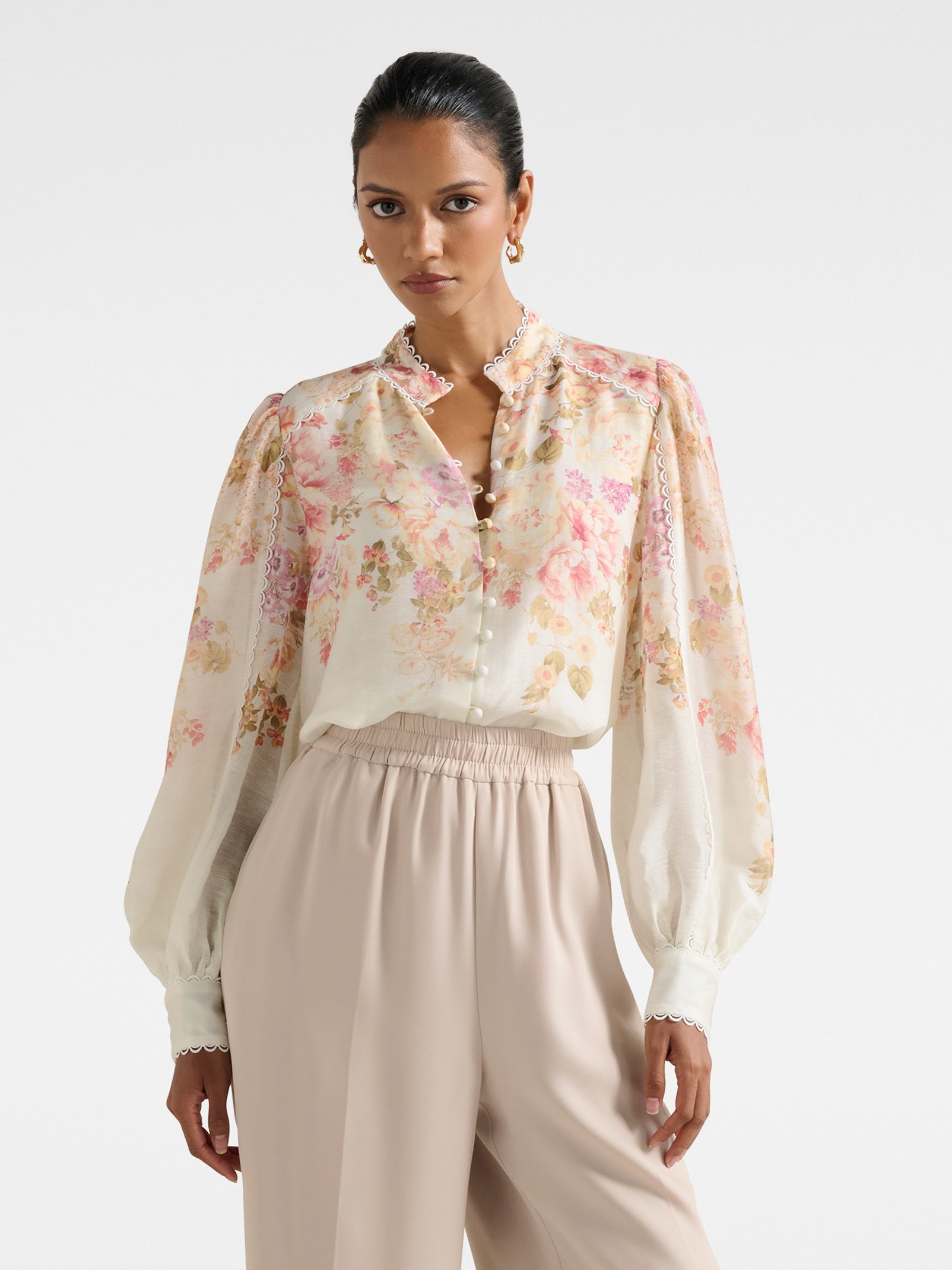 Emma Petite Trimmed Blouse