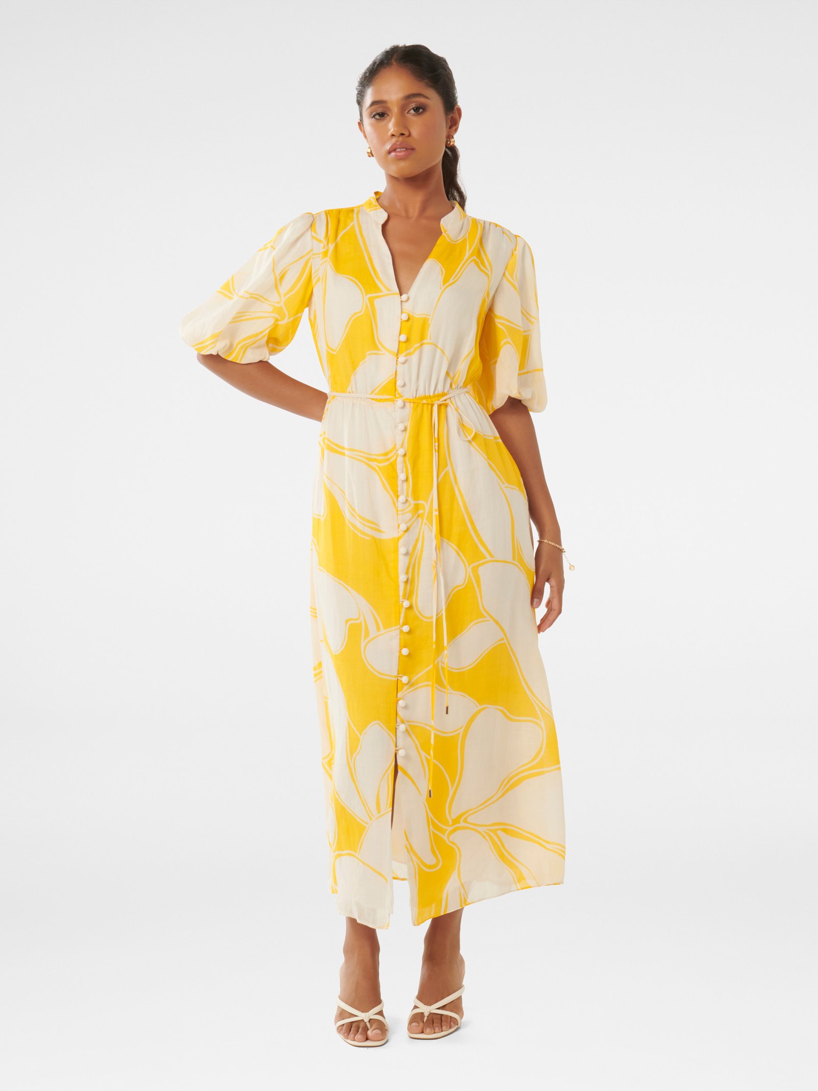 Loren Petite Puff Sleeve Midi Dress