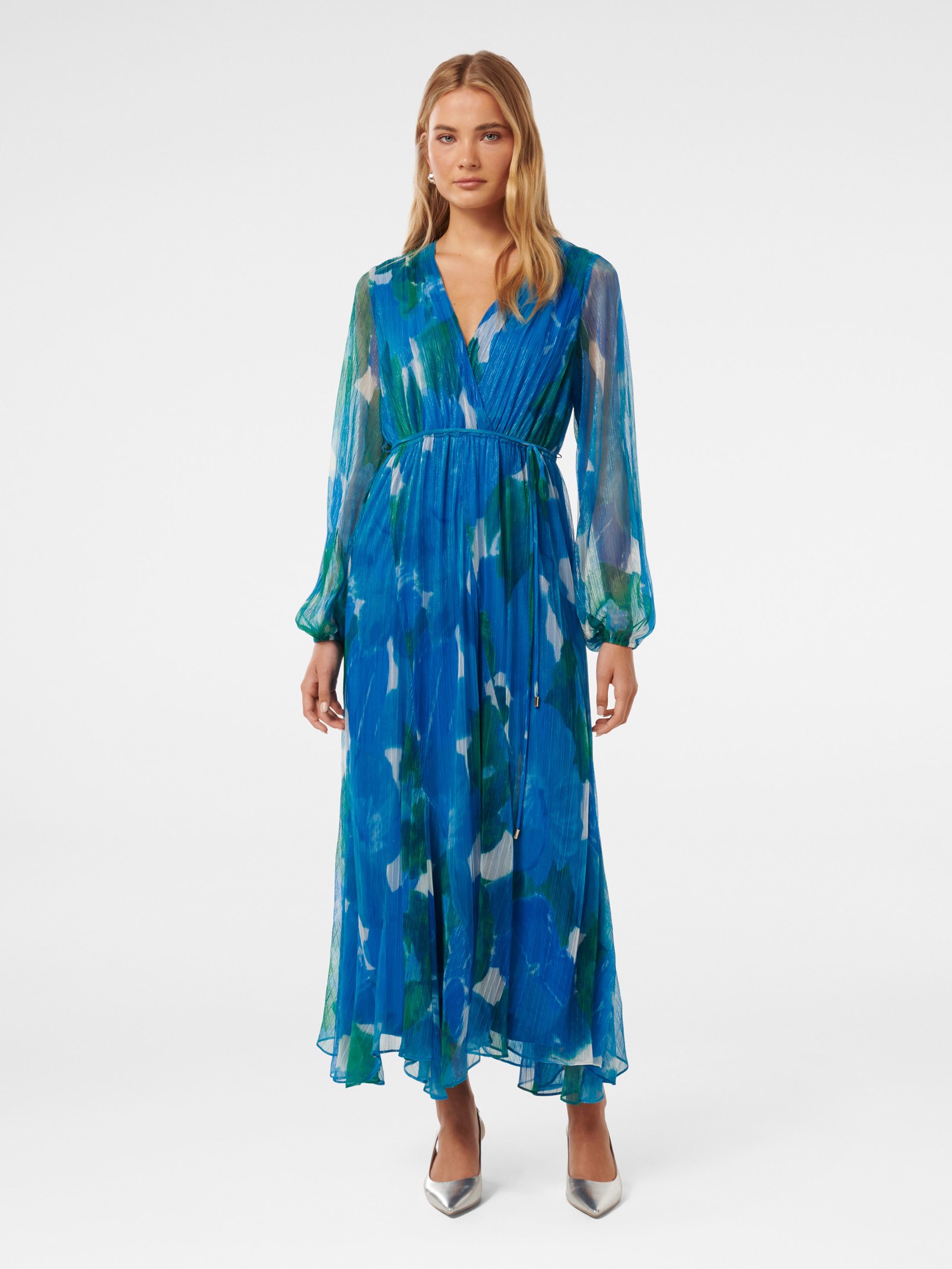 August Printed Plisse Midi Dress