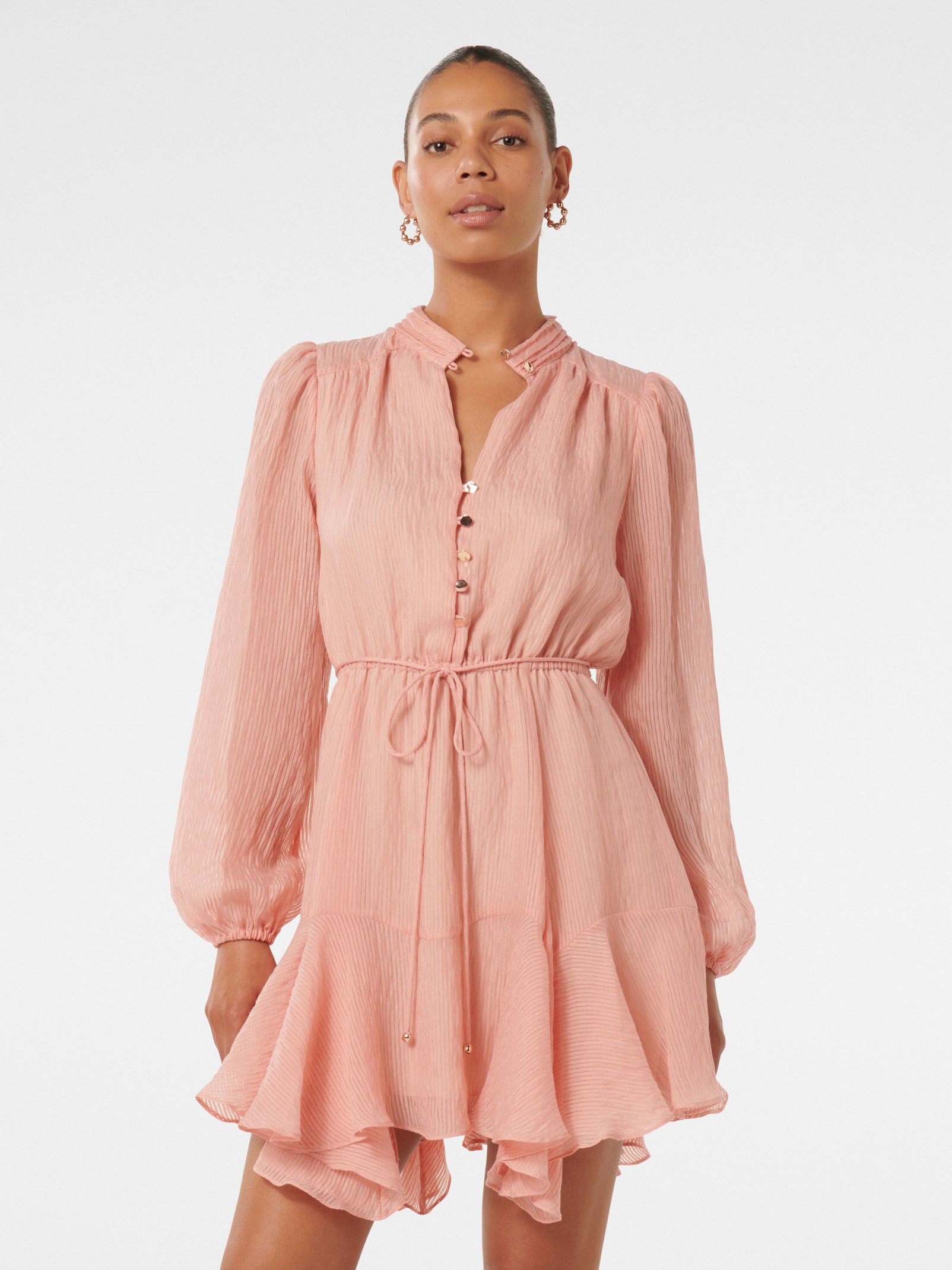 Cathee Long Sleeve Asymmetrical Mini Dress