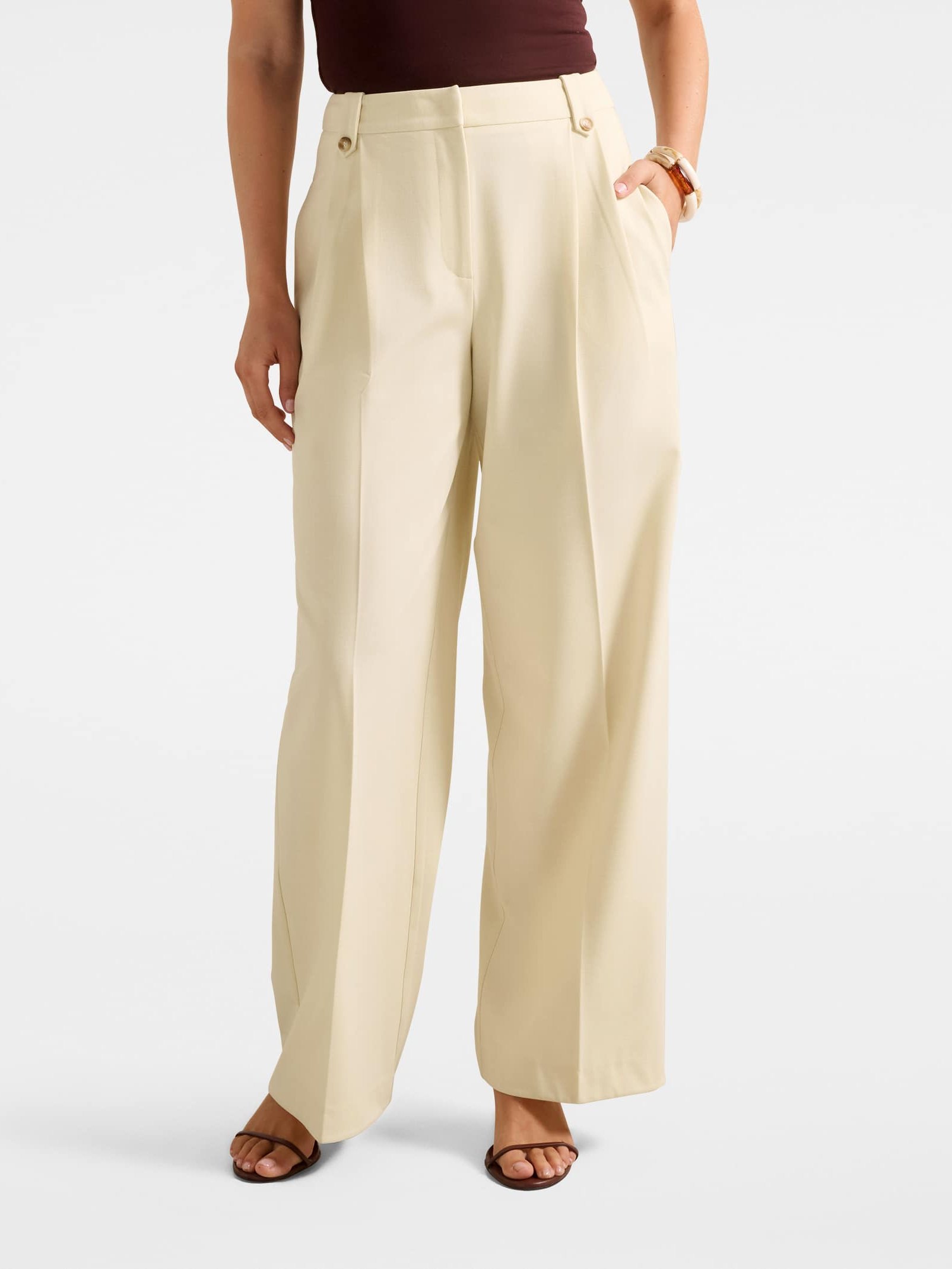 Gigi Button Tab Wide Leg Pant