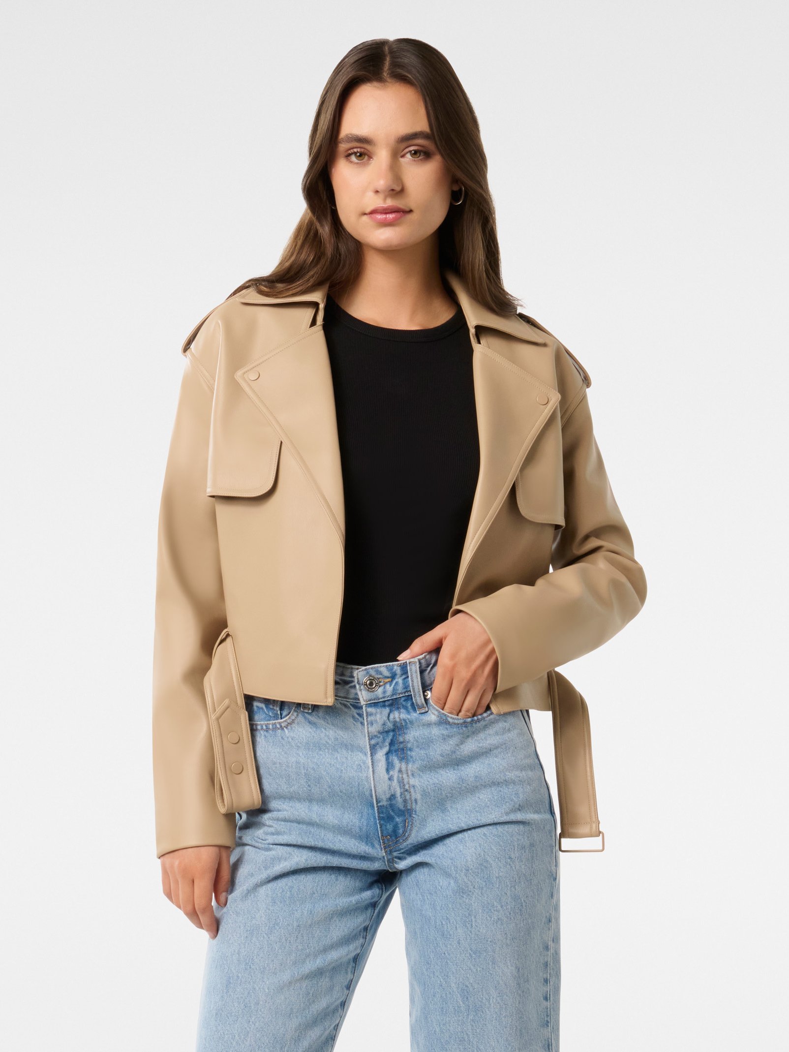 Lorri PU Cropped Trench Coat