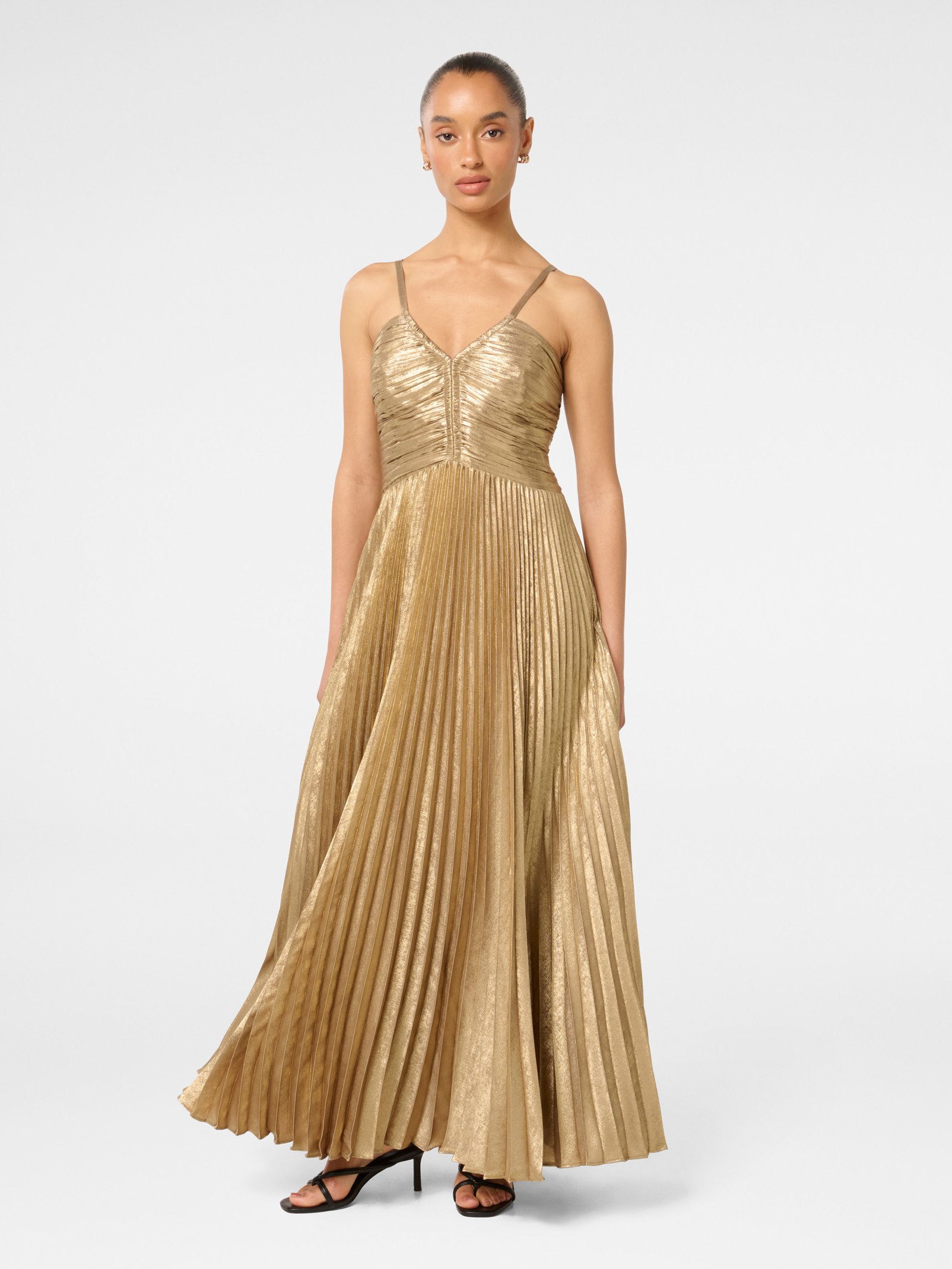 Jayden Petite Metallic Pleated Maxi