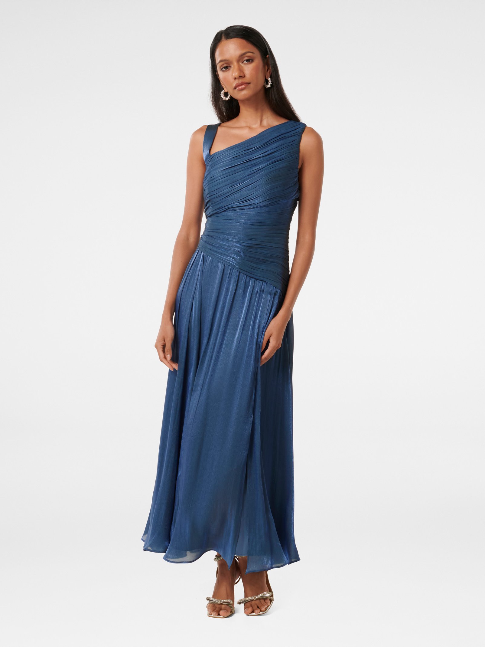 Nya Petite Metallic Asym Maxi Dress