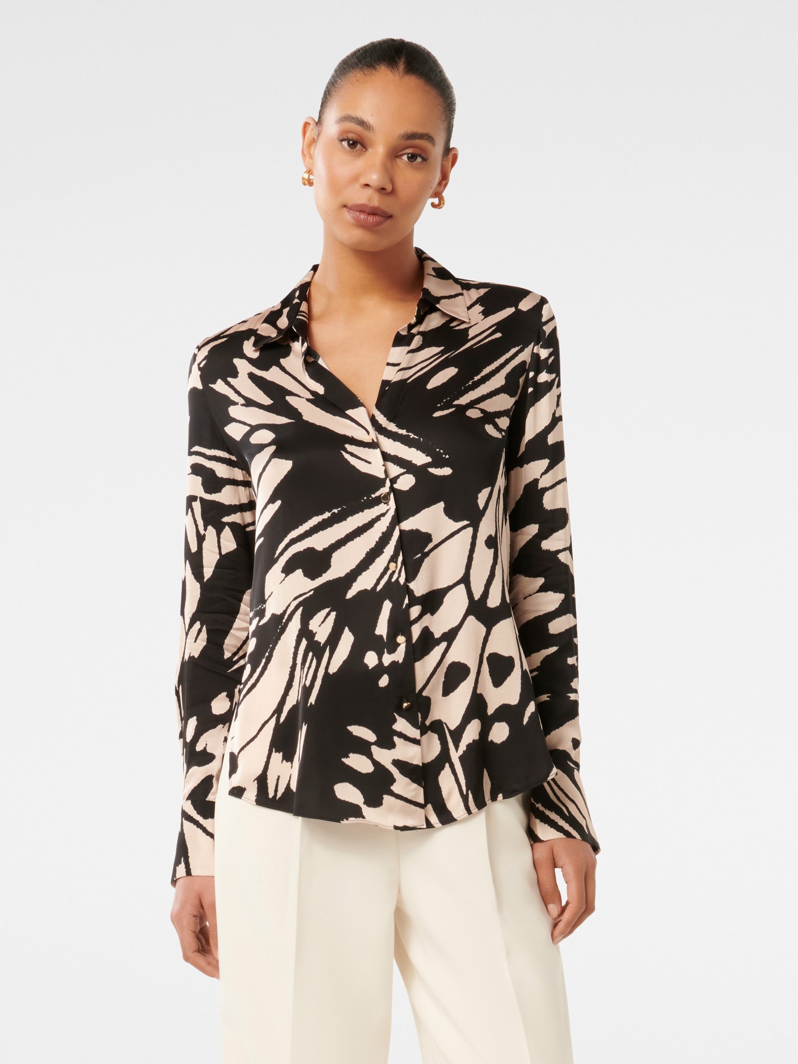 Harvey Notched Neck Satin Shirt