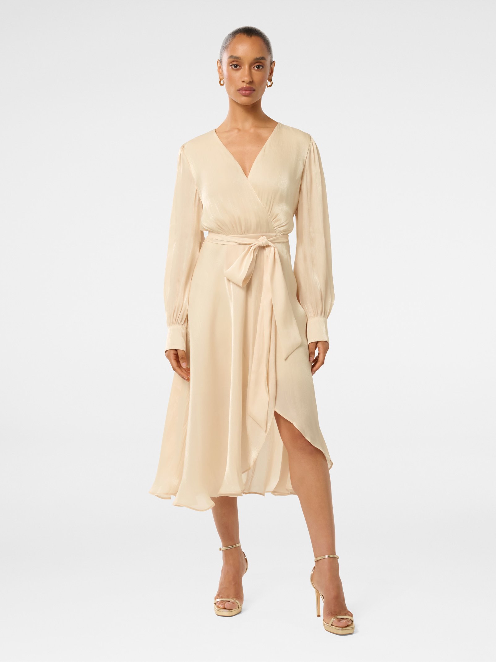 Mabel Petite Metallic Wrap Midi Dress