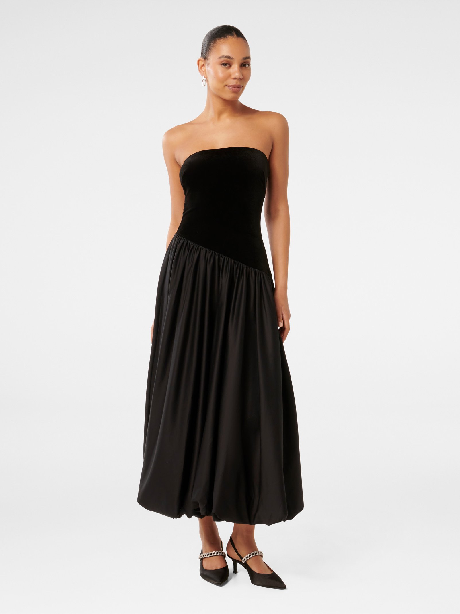 Delilah Velvet Bubble Hem Midi Dress