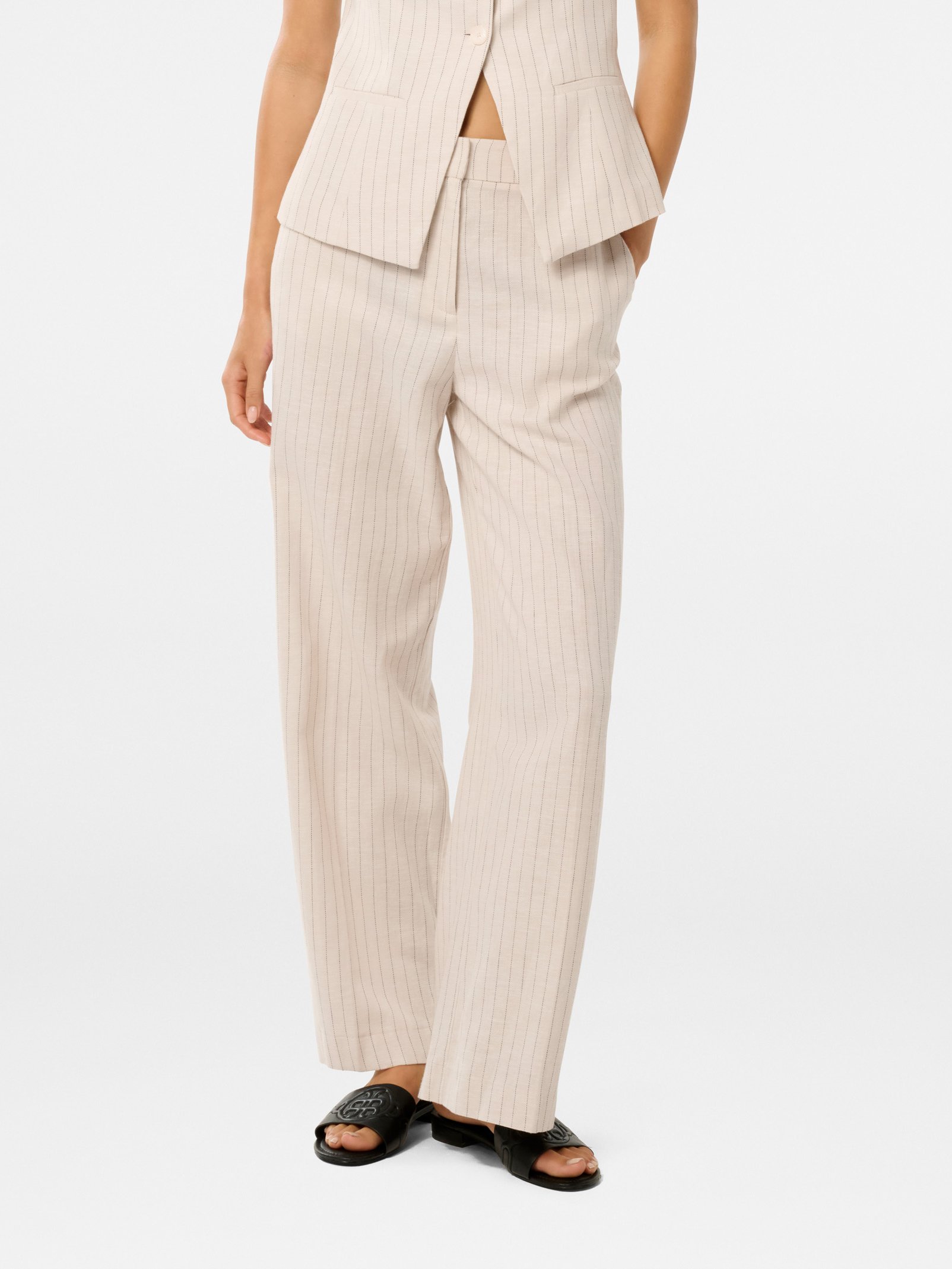 Blake Pinstripe Linen Wide Leg Pant