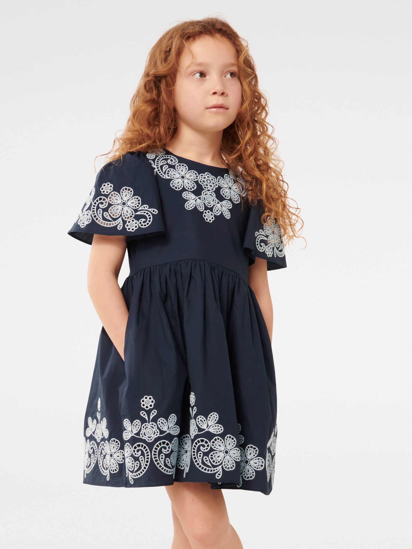 Olivia Broderie Flutter Girls Dress