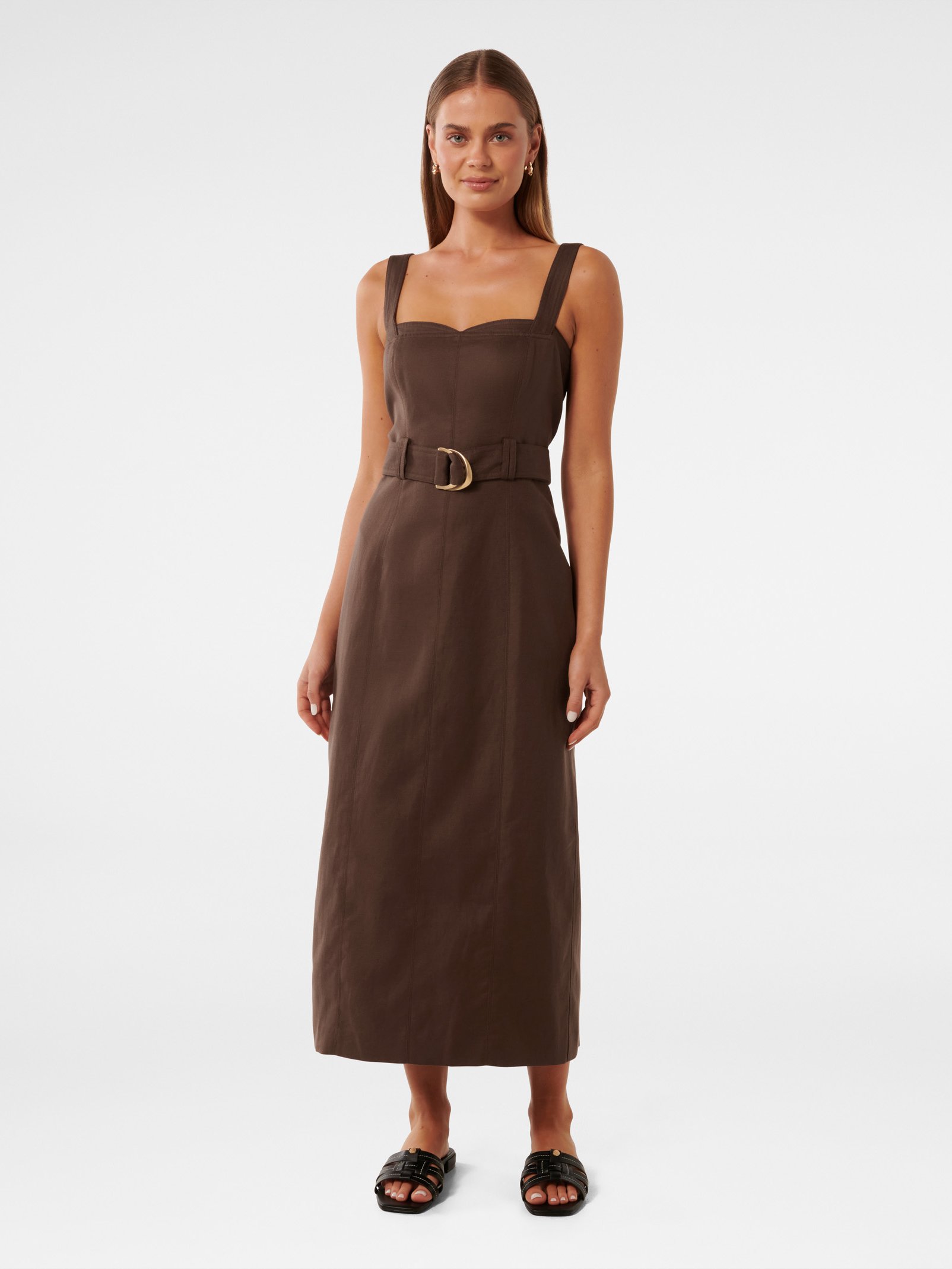 Taylor Top Stitch Column Midi Dress