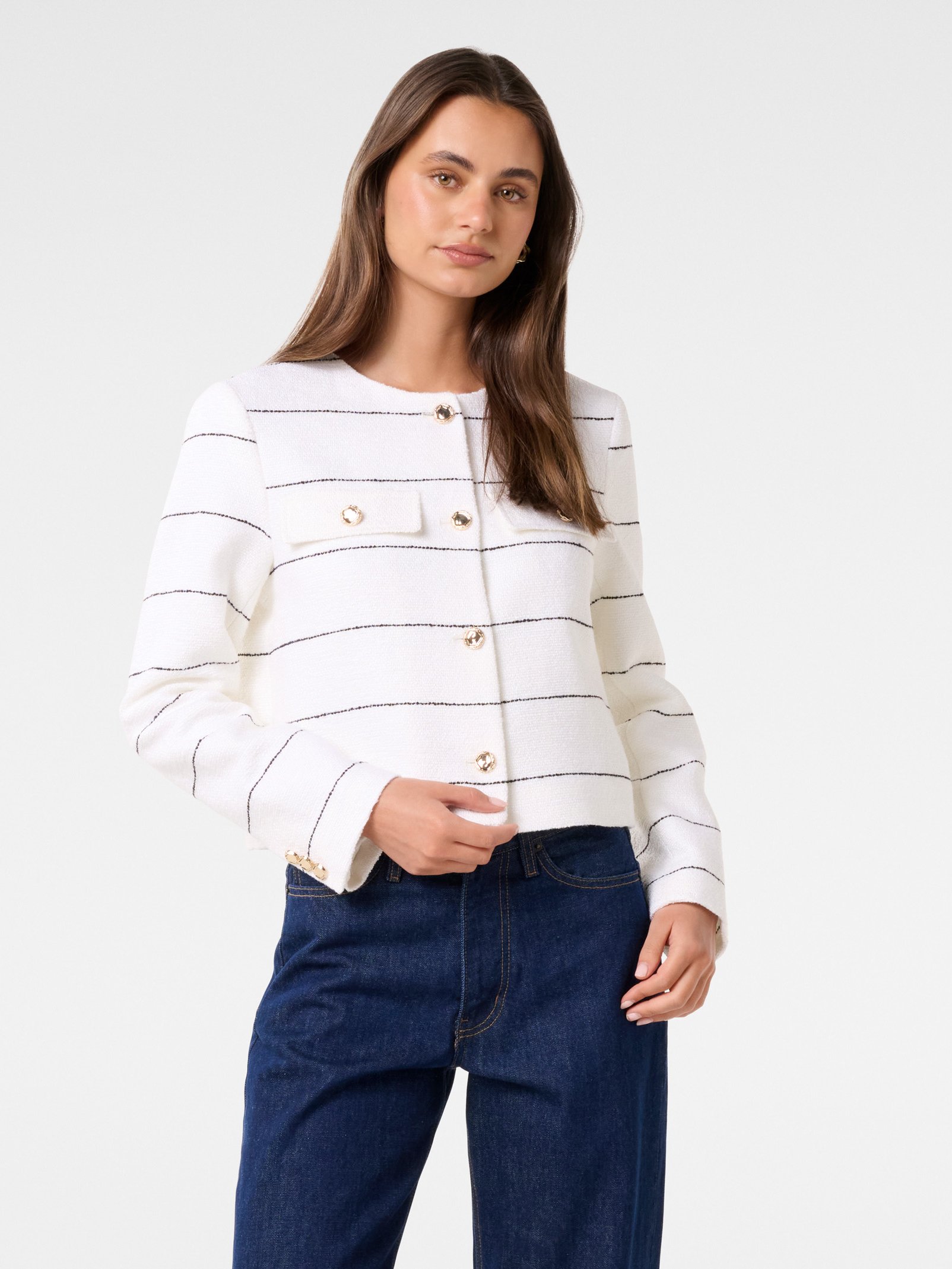 Lila Stripe Boucle Jacket