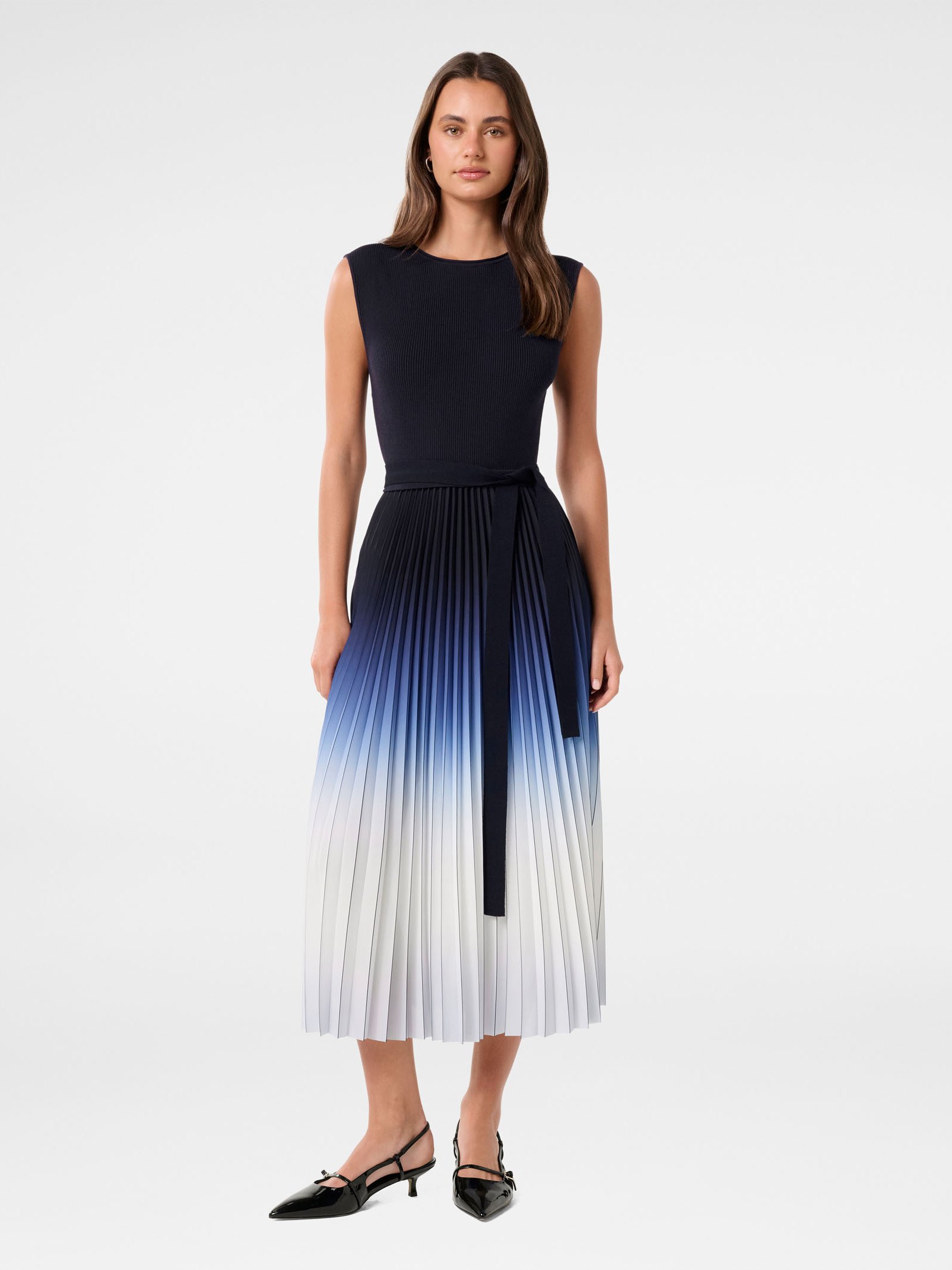 Elara Ombre Pleat Midi Dress