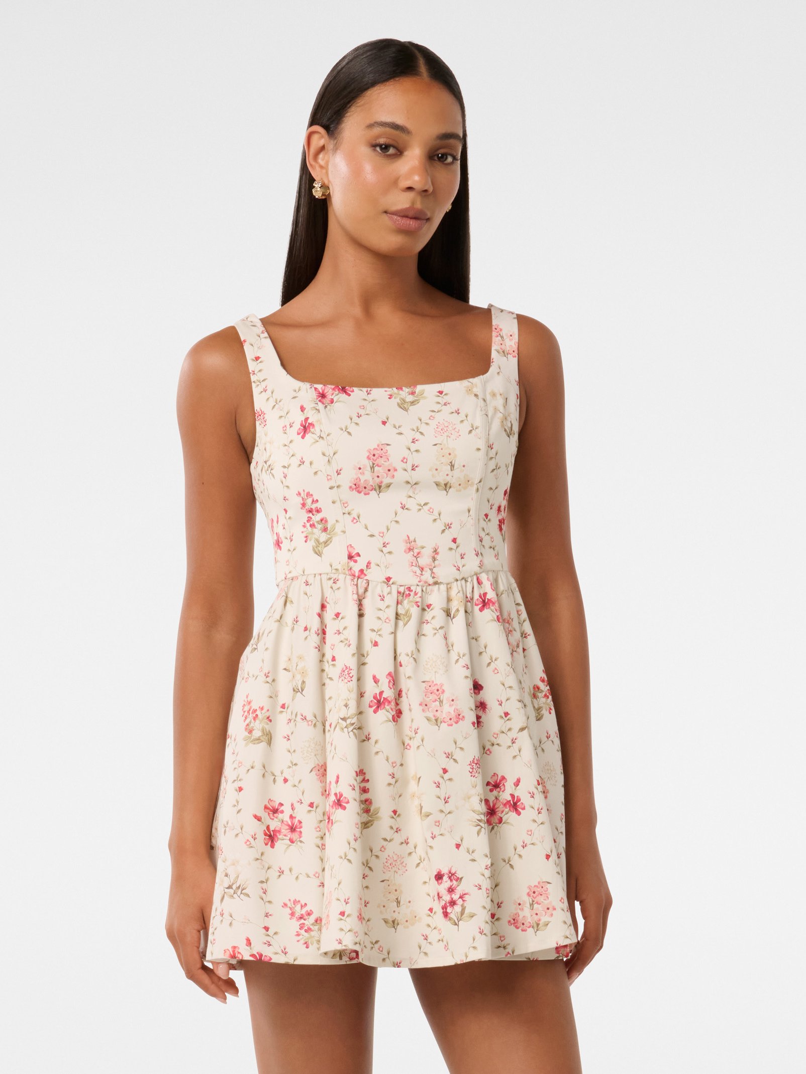 Brielle Printed Lace Up Mini Dress