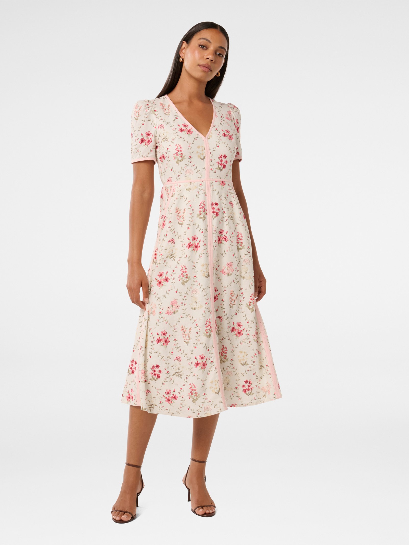 Sabrina Printed Linen Midi Dress