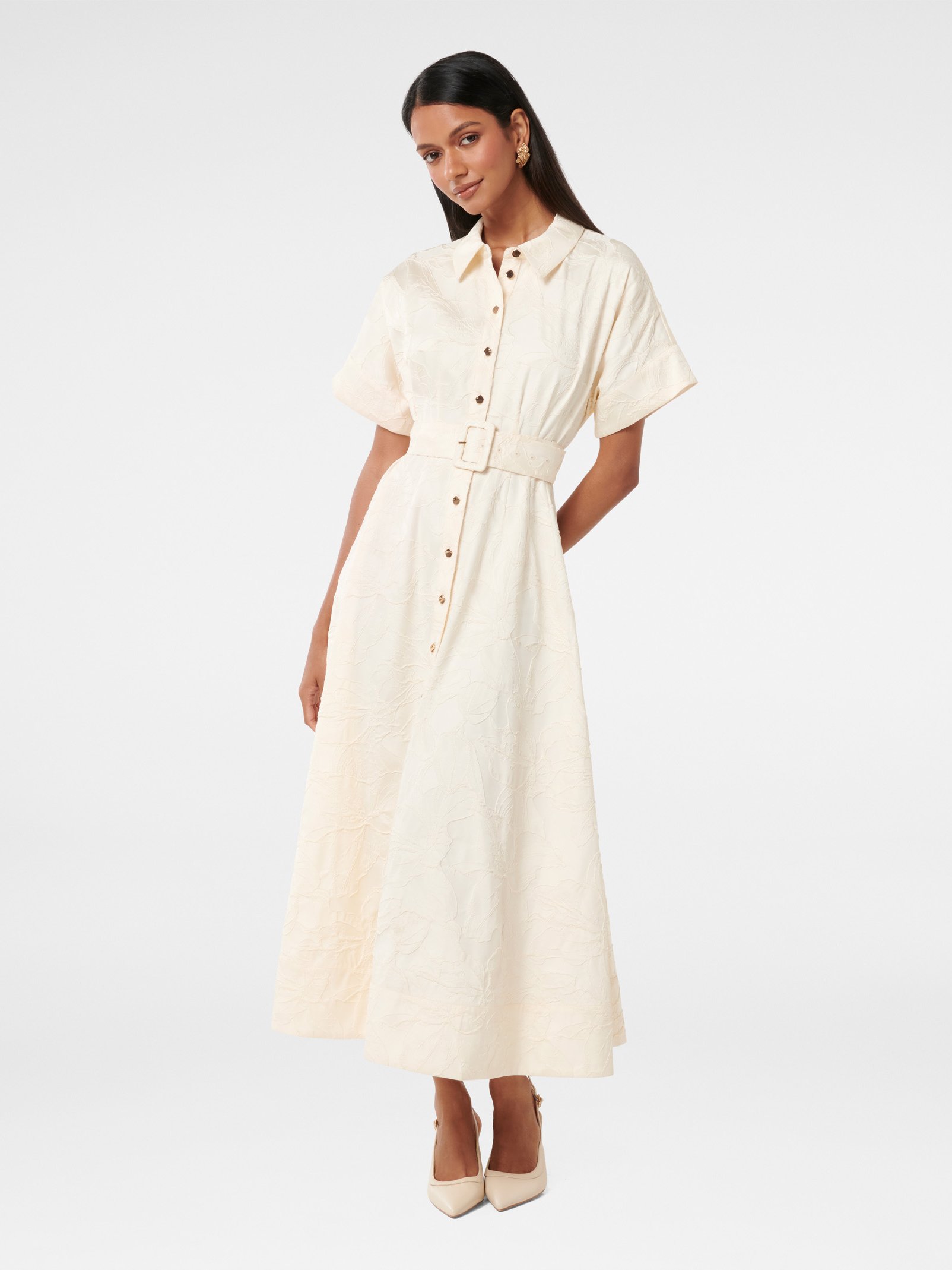 Judith Petite Jacquard Midi Dress