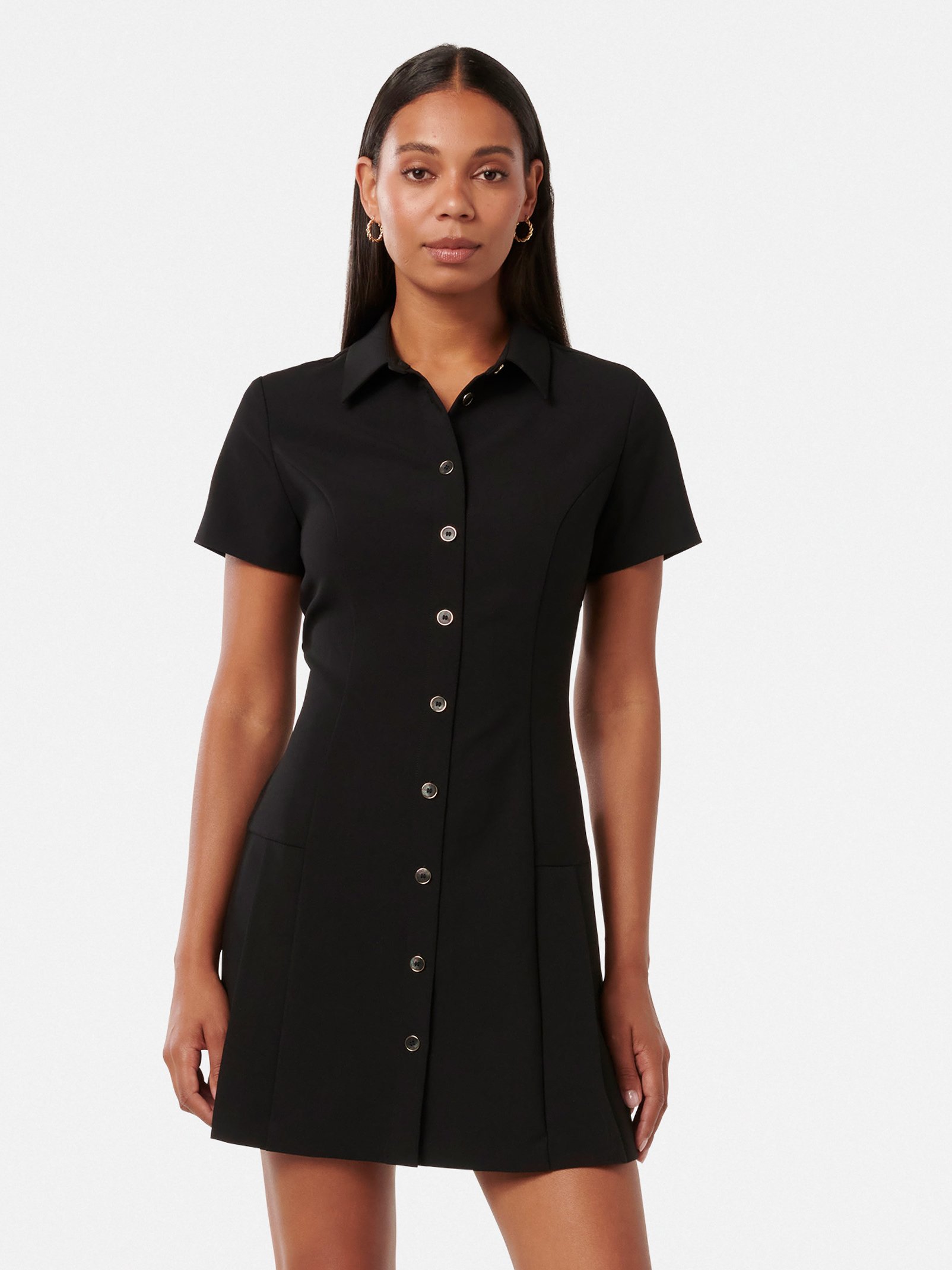 Winnie Pleated Button Down Mini Dress