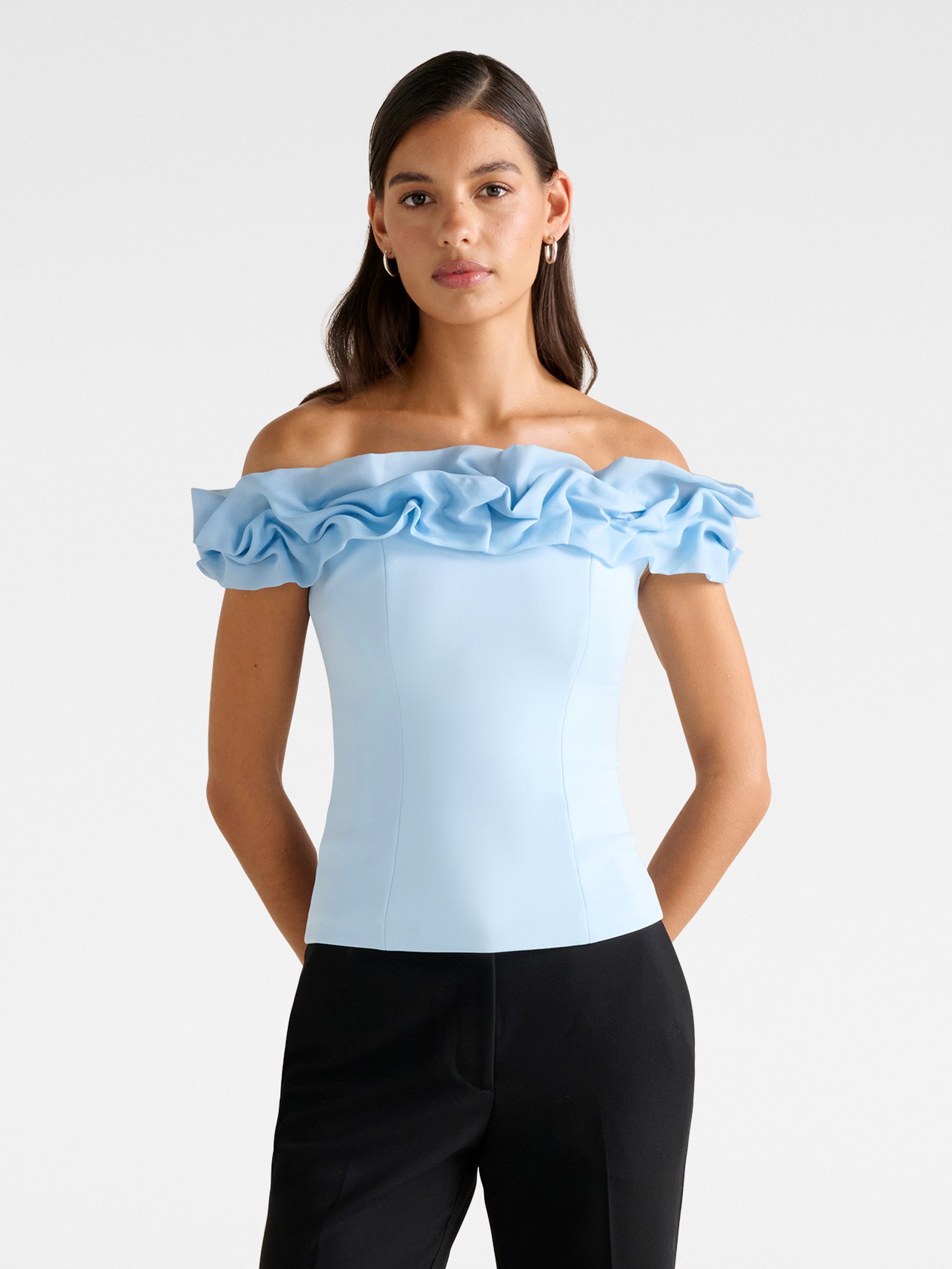 Stephanie Ruffle Crepe Bustier