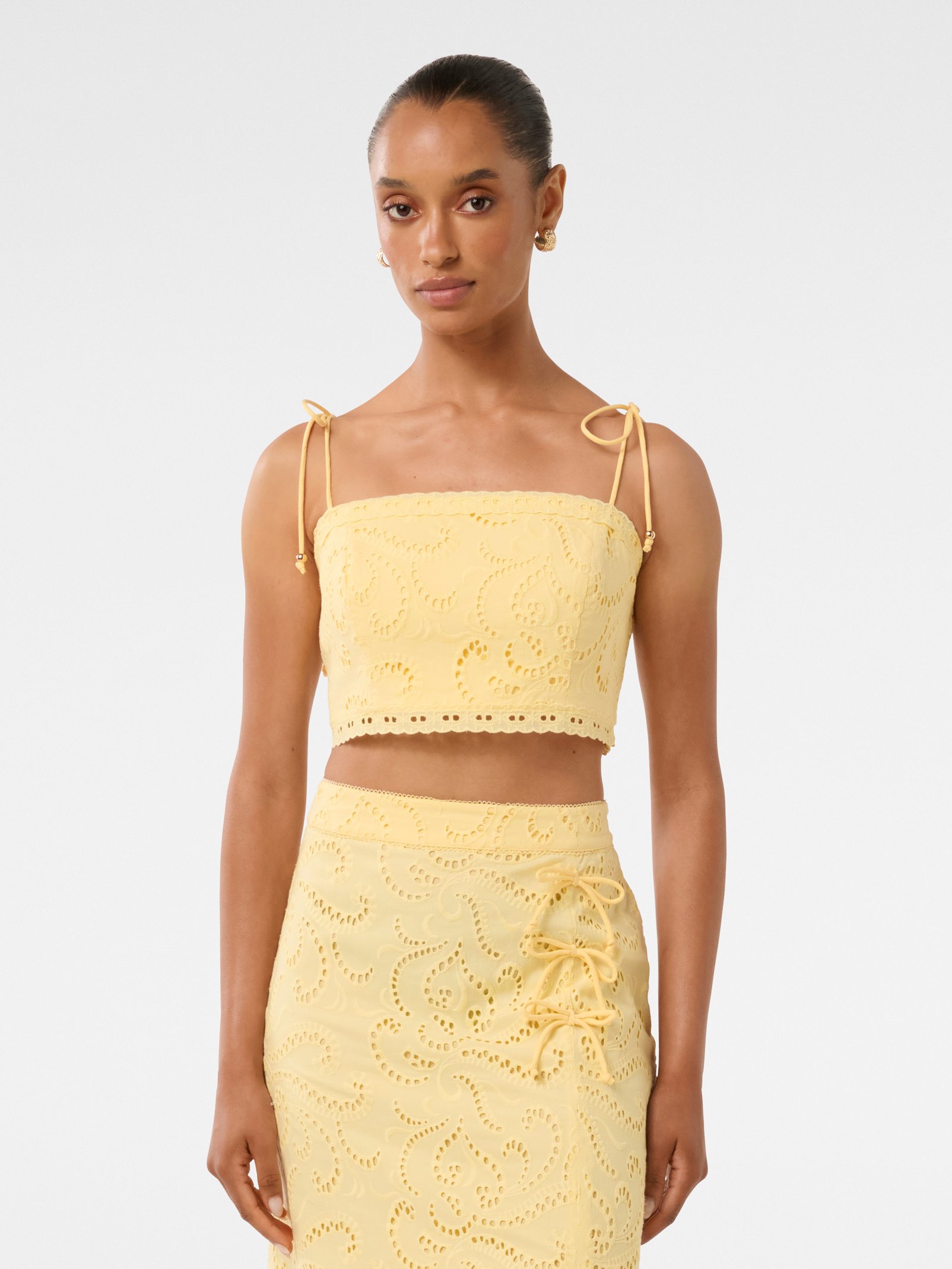 Emelia Petite Broderie Crop Top