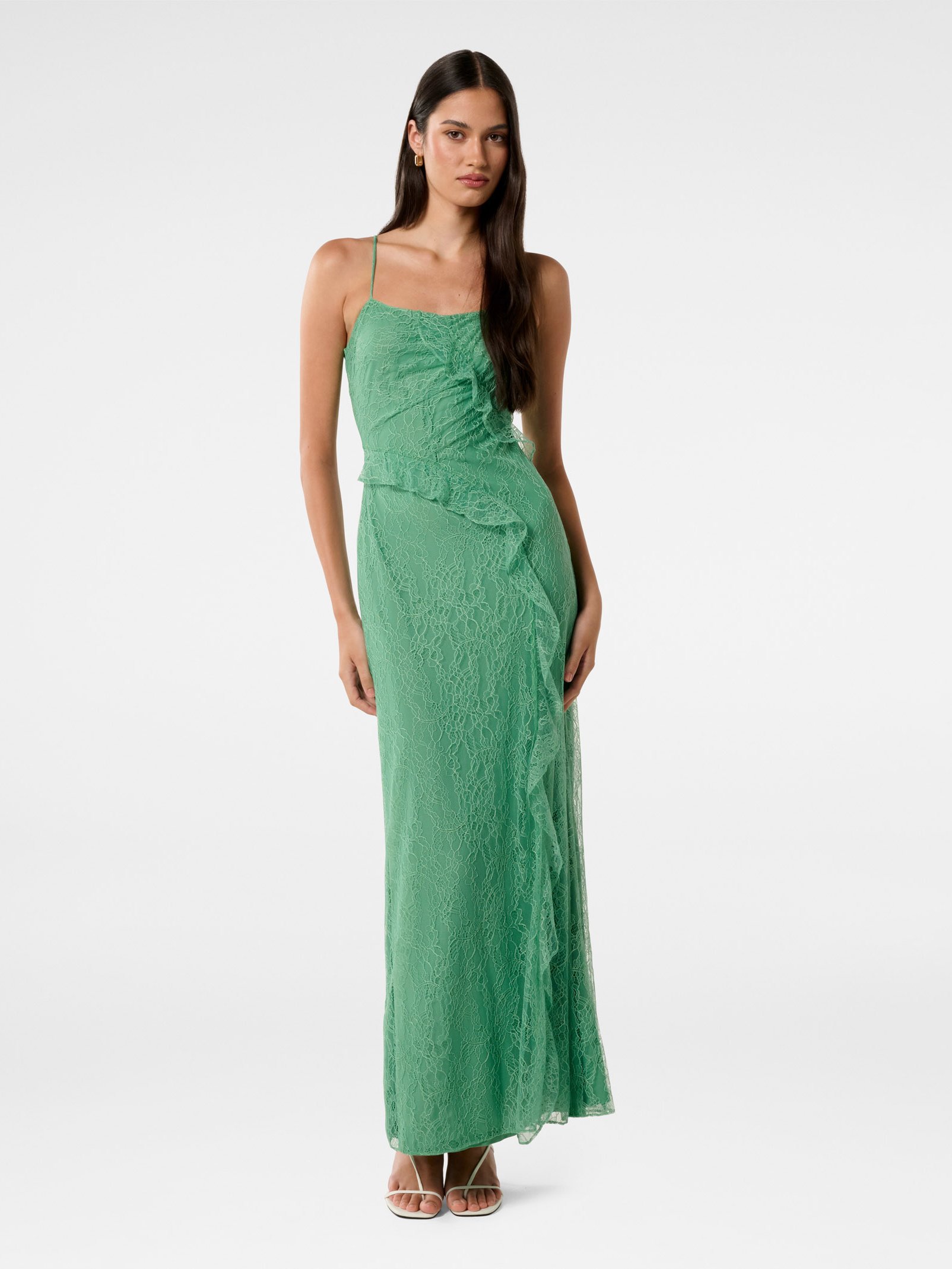 Maybelle Lace Ruffle Midi Dress