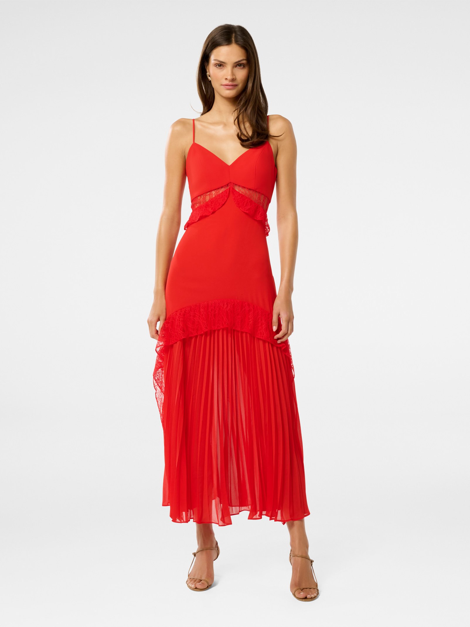 Lara Pleated Ruffle Maxi Dress