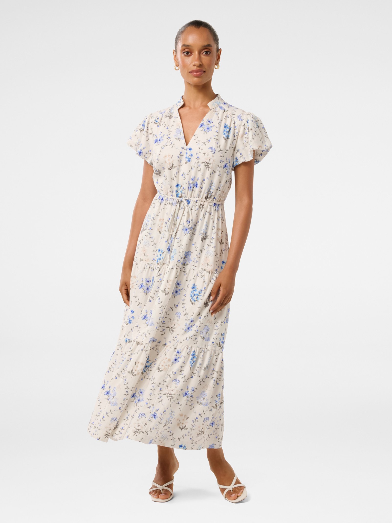 Jacqueline Petite Puff Sleeve Tiered Midi Dress