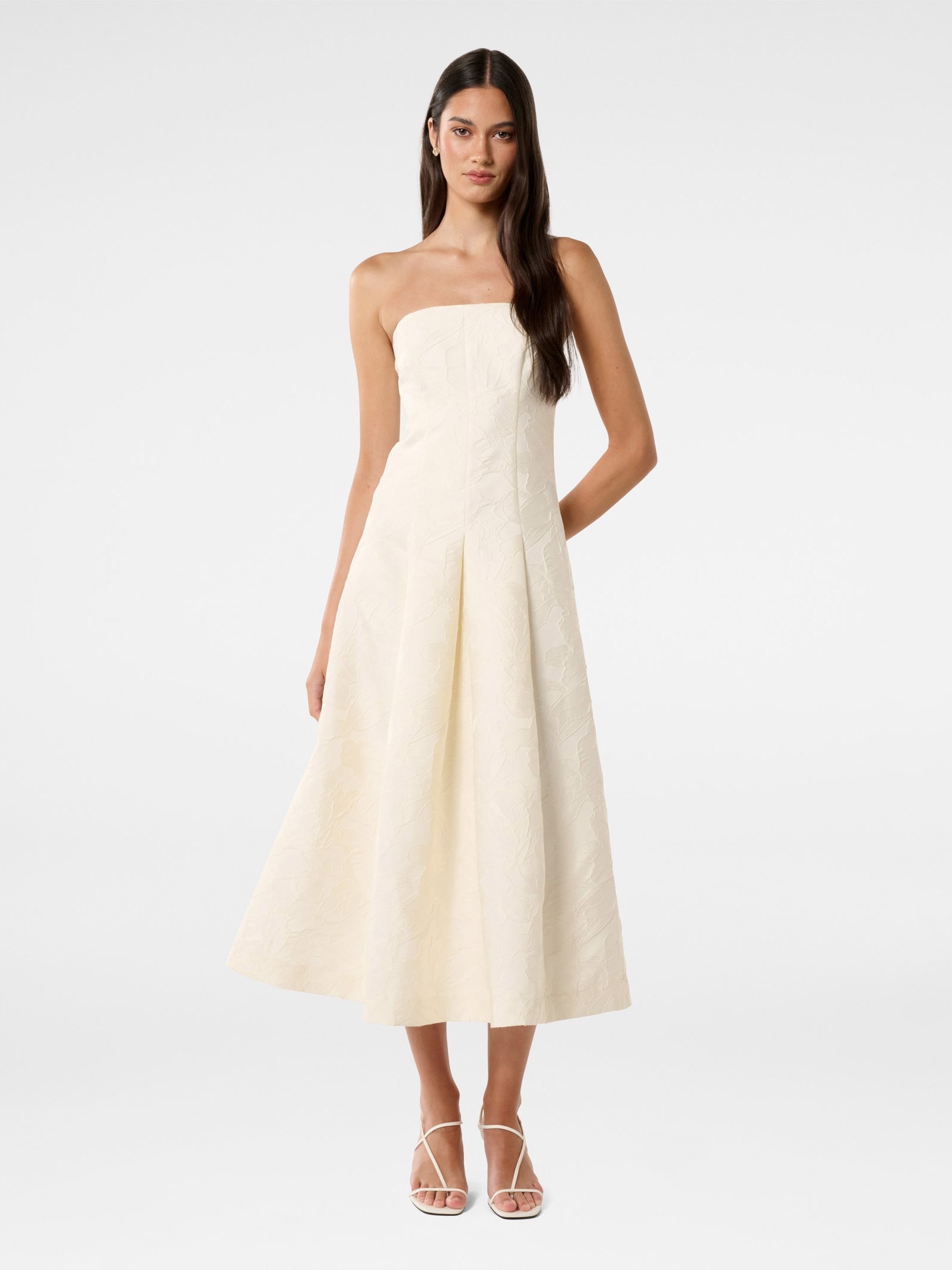 Charlotte Strapless Jacquard Midi Dress