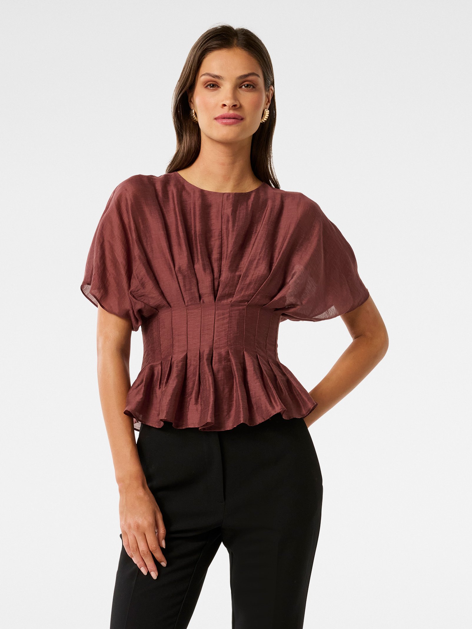 Olive Pleated Top