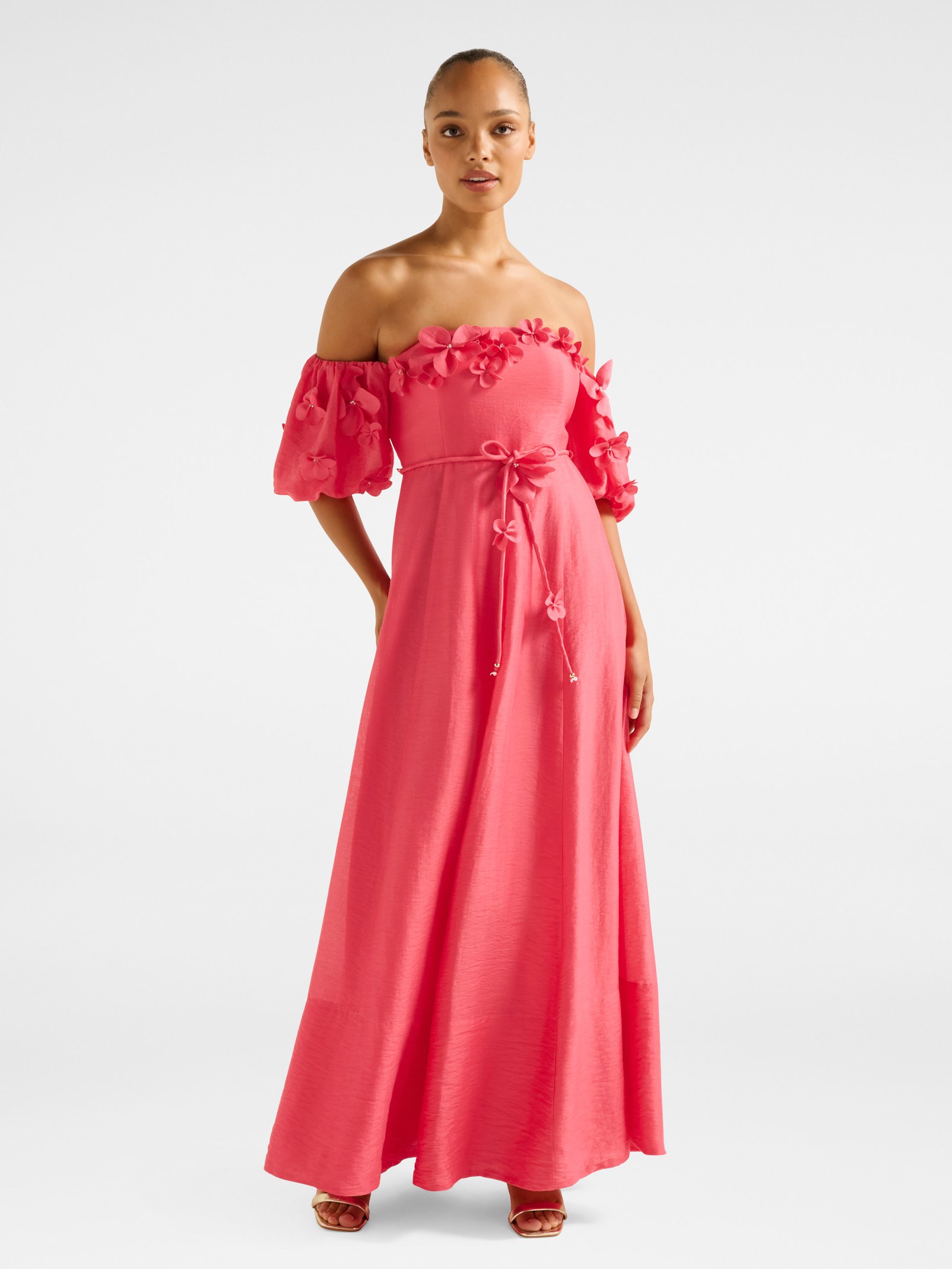 Cora Floral Applique Midi Dress