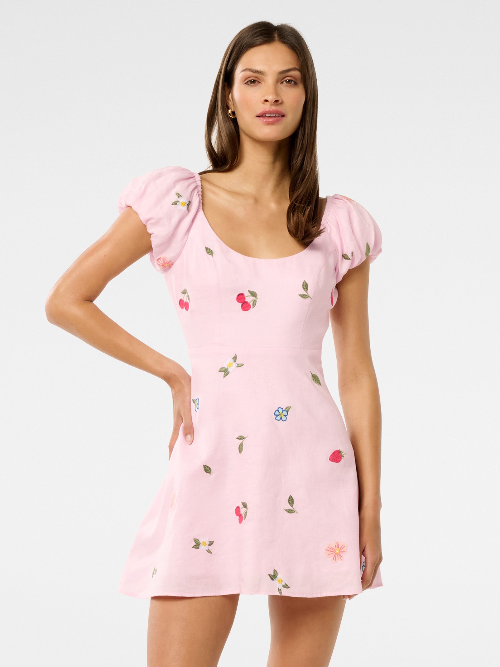 Clara Embroidered Linen Mini Dress